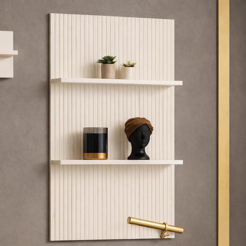 JVmoebel Bücherwand Elegantes Wandregal in Weiß mit goldenen Akzenten Holzmöbel, Made in Europa