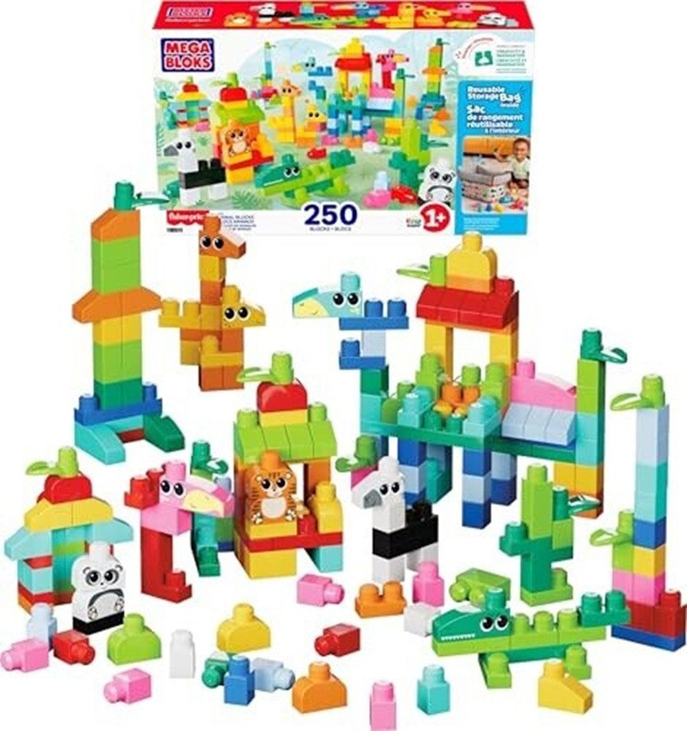 MEGA BLOKS Tier-Bausteine, 250 Teile, mehrfarbig (JCF93) Spielbausteine, (250 St)