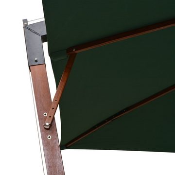 vidaXL Balkonsichtschutz Sonnenschirm Ampelschirm 300 x 300 cm Holzmast Grün