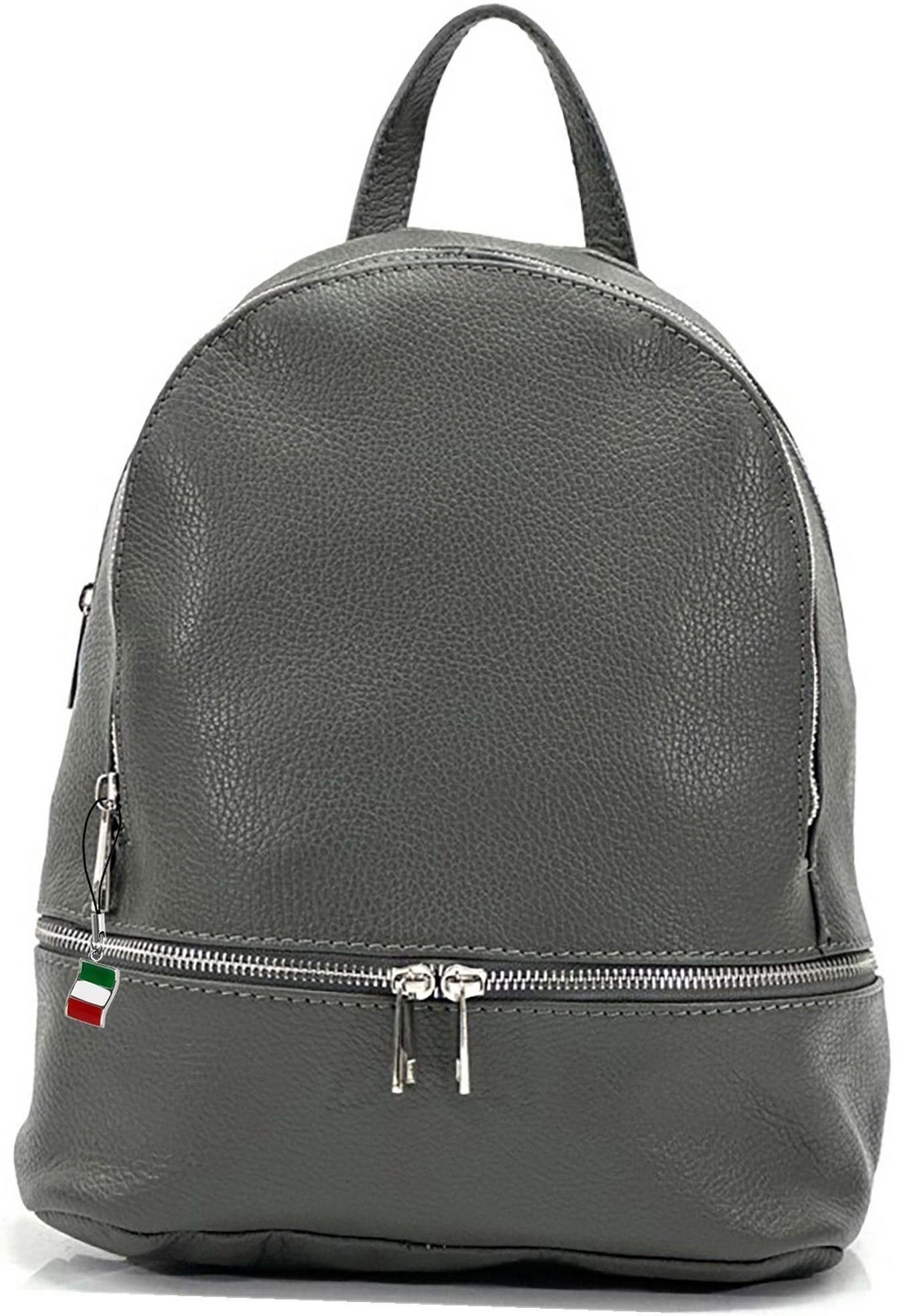 FLORENCE Cityrucksack Florence Damen Rucksack Echtleder (Cityrucksack, Cityrucksack), Damen Tasche Echtleder grau, Made-In Italy