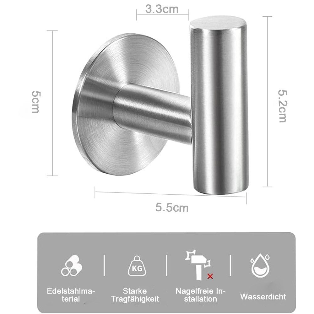 NUODWELL Handtuchhaken 4 Stück Haken, Bad- und Küchenhaken, Edelstahl, selb günstig online kaufen