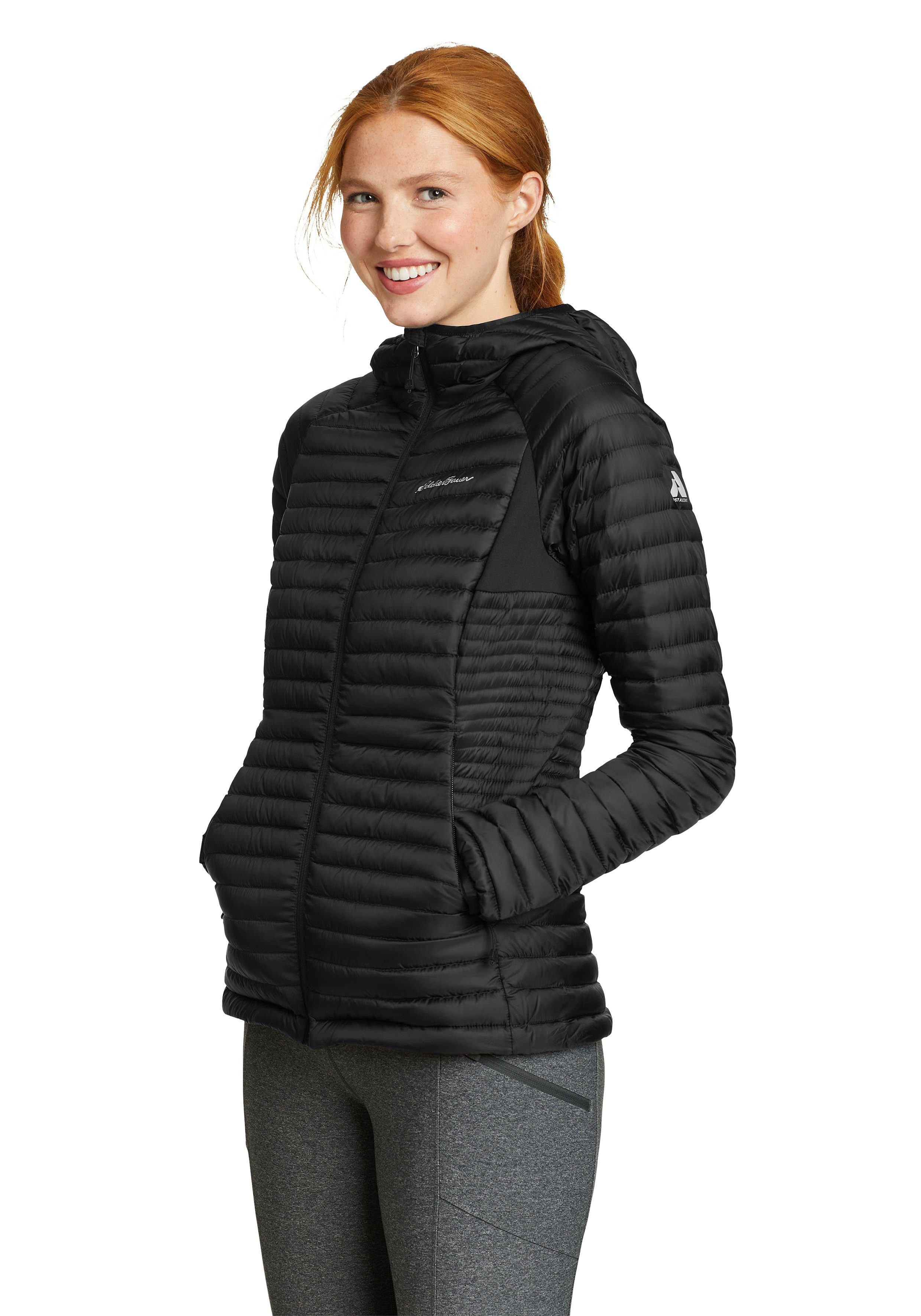 Eddie Bauer Daunenjacke MicroTherm 2.0 StormDown mit Kapuze wasserabweisend Schwarz