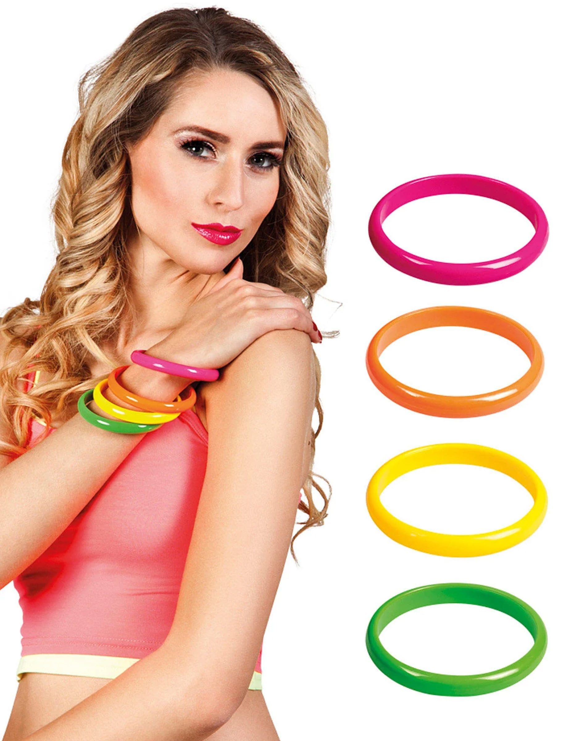 Boland Kostüm 80er Armband-Set 4-teilig bunt