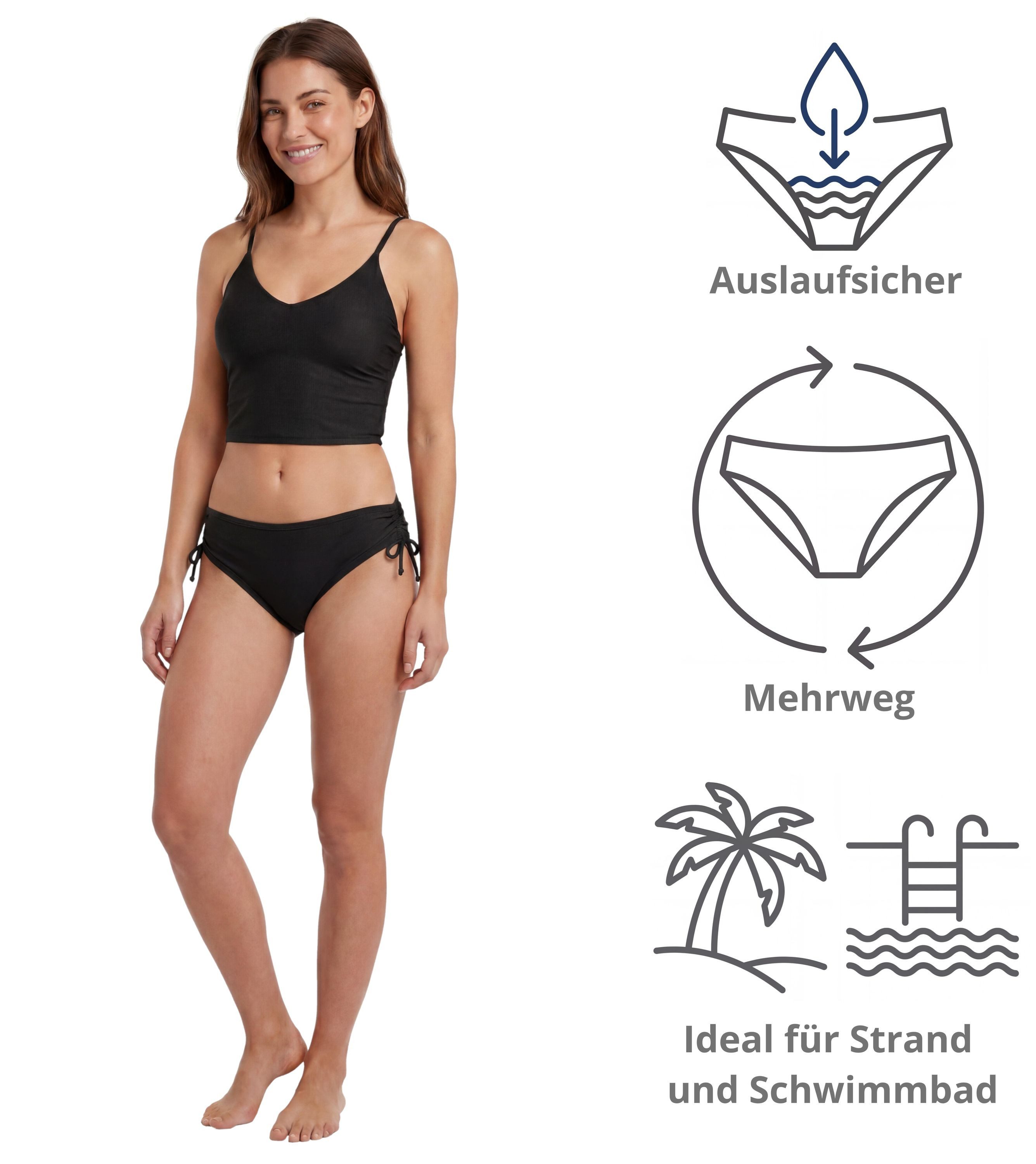 Aquarti Bikini-Hose Aquarti Bikinihose Damen mit Raffung Perioden Slip – Bild 3 von 5