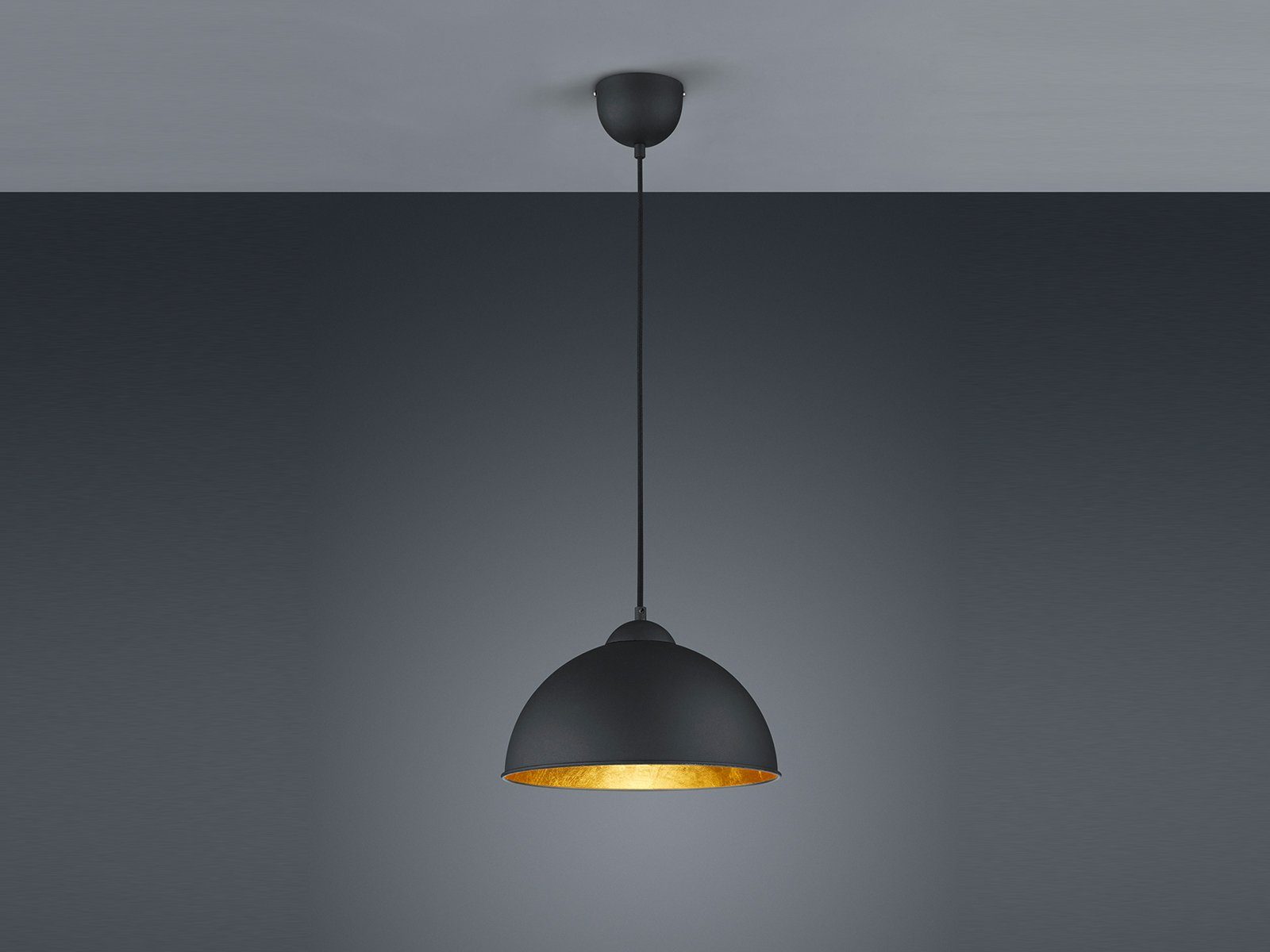 Reality Leuchten LED Pendelleuchte, LED wechselbar, Warmweiß, Industrie-design für über-n Esstisch hängend Schwarz Gold, Ø 31cm