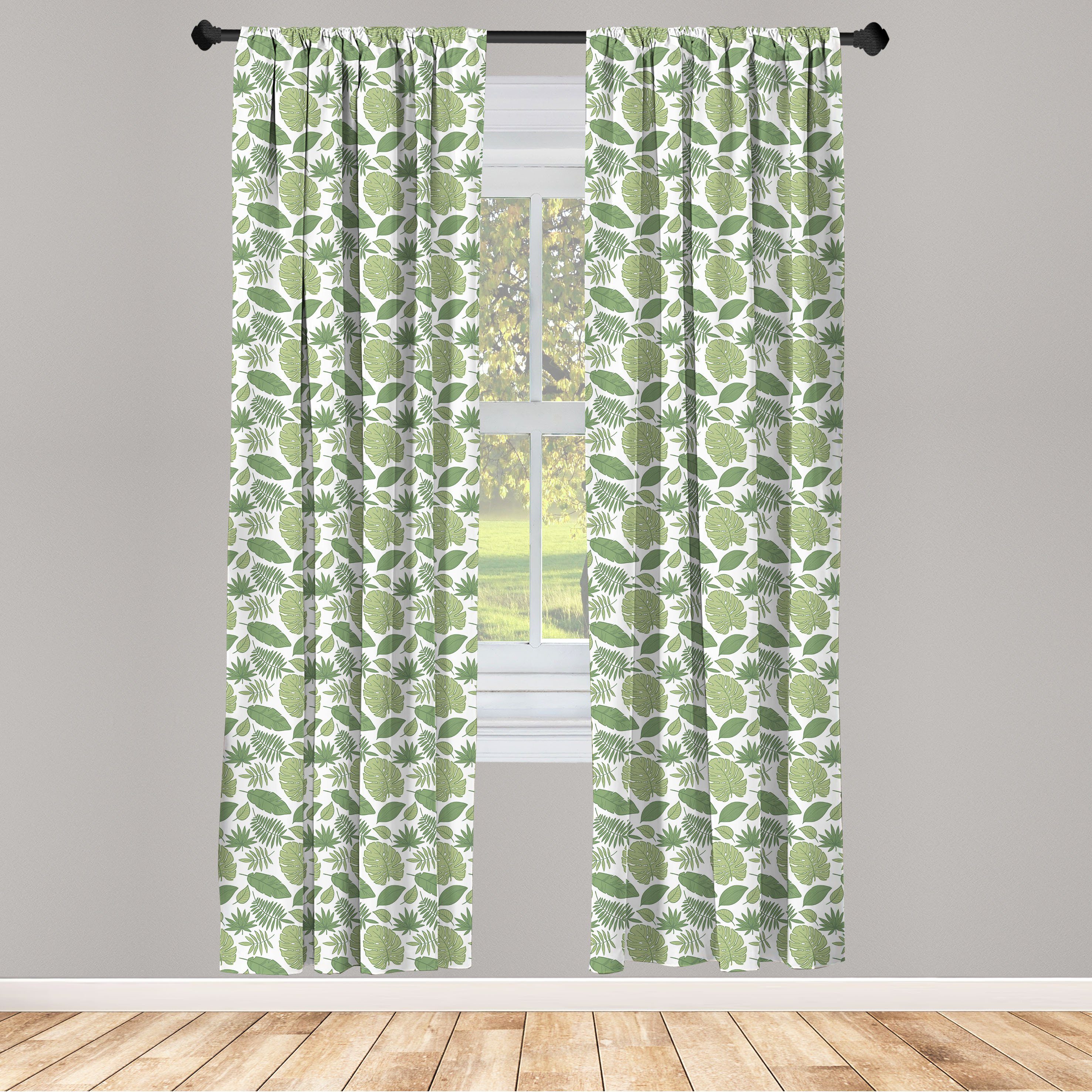 Gardine Vorhang für Wohnzimmer Schlafzimmer Dekor, Abakuhaus, Microfaser, Philodendron Dschungel-Blätter Botanik