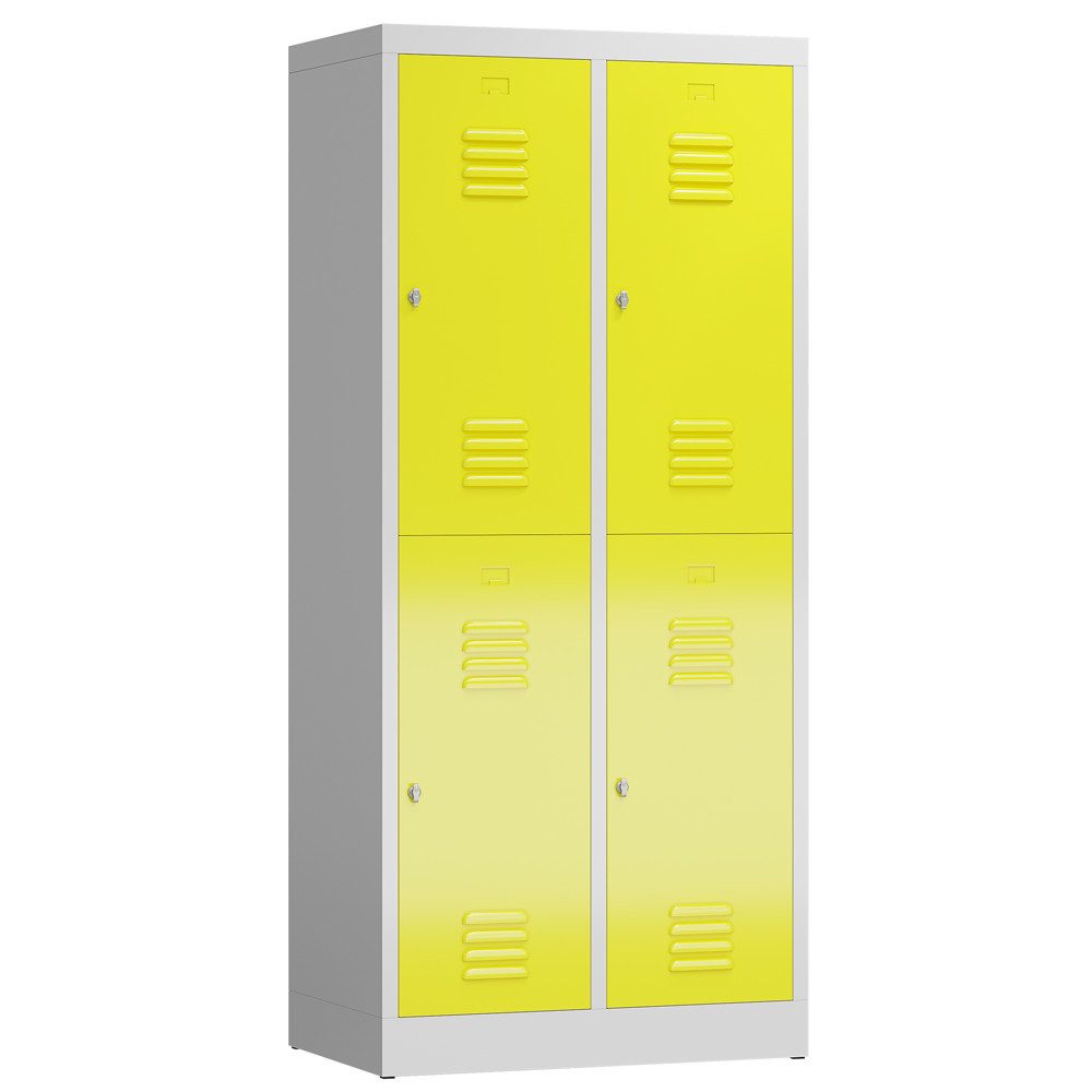 Steelboxx Spind 4 Fächer mit Kleiderstange 180x80x50cm Spindschrank (1-St) Komplett verschweißt und montiert, keine Montage erforderlich