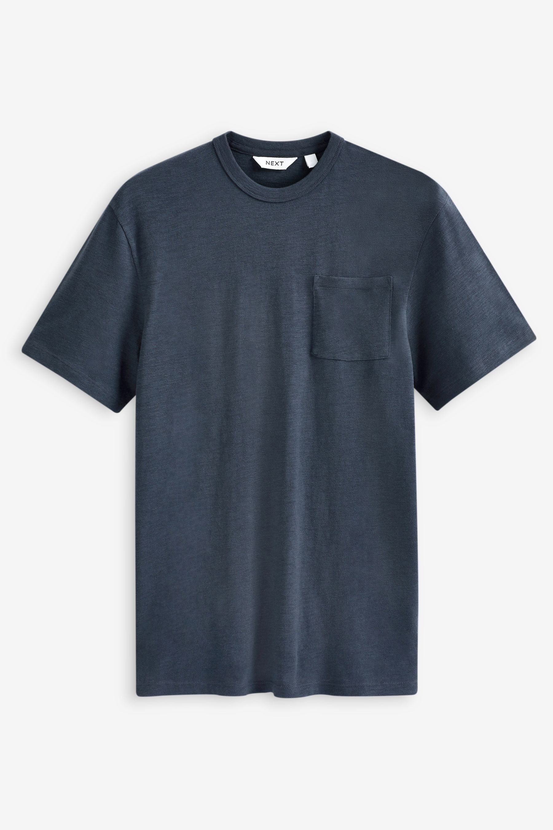 Next T-Shirt T-Shirt aus Leinengemisch (1-tlg) Navy Blue