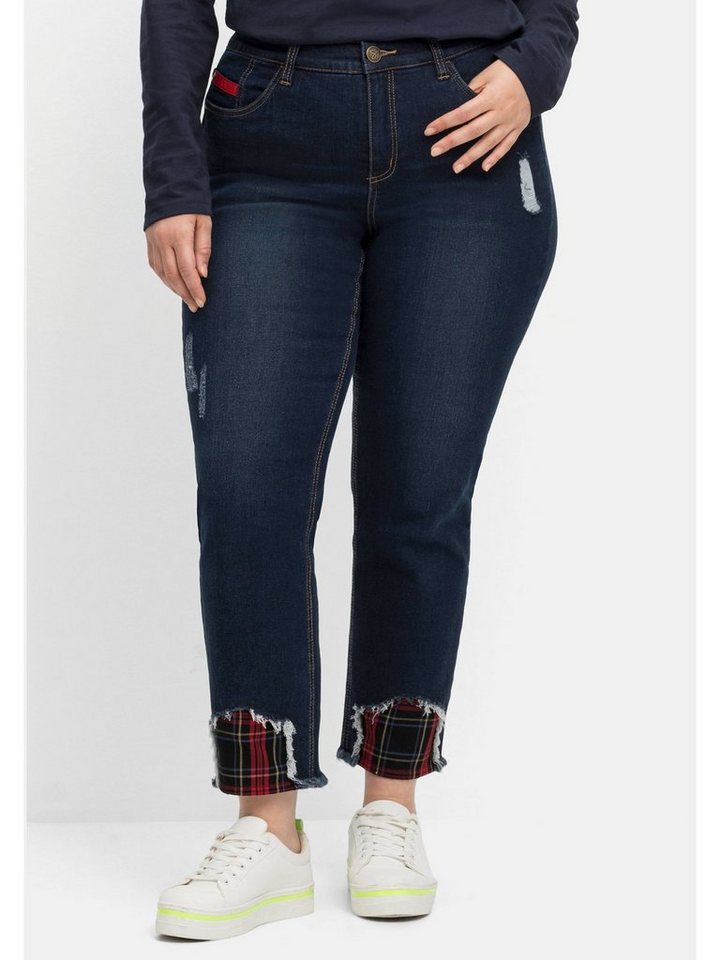 Sheego Gerade Jeans Große Größen mit Kontrastdetails an Bein und Tasche