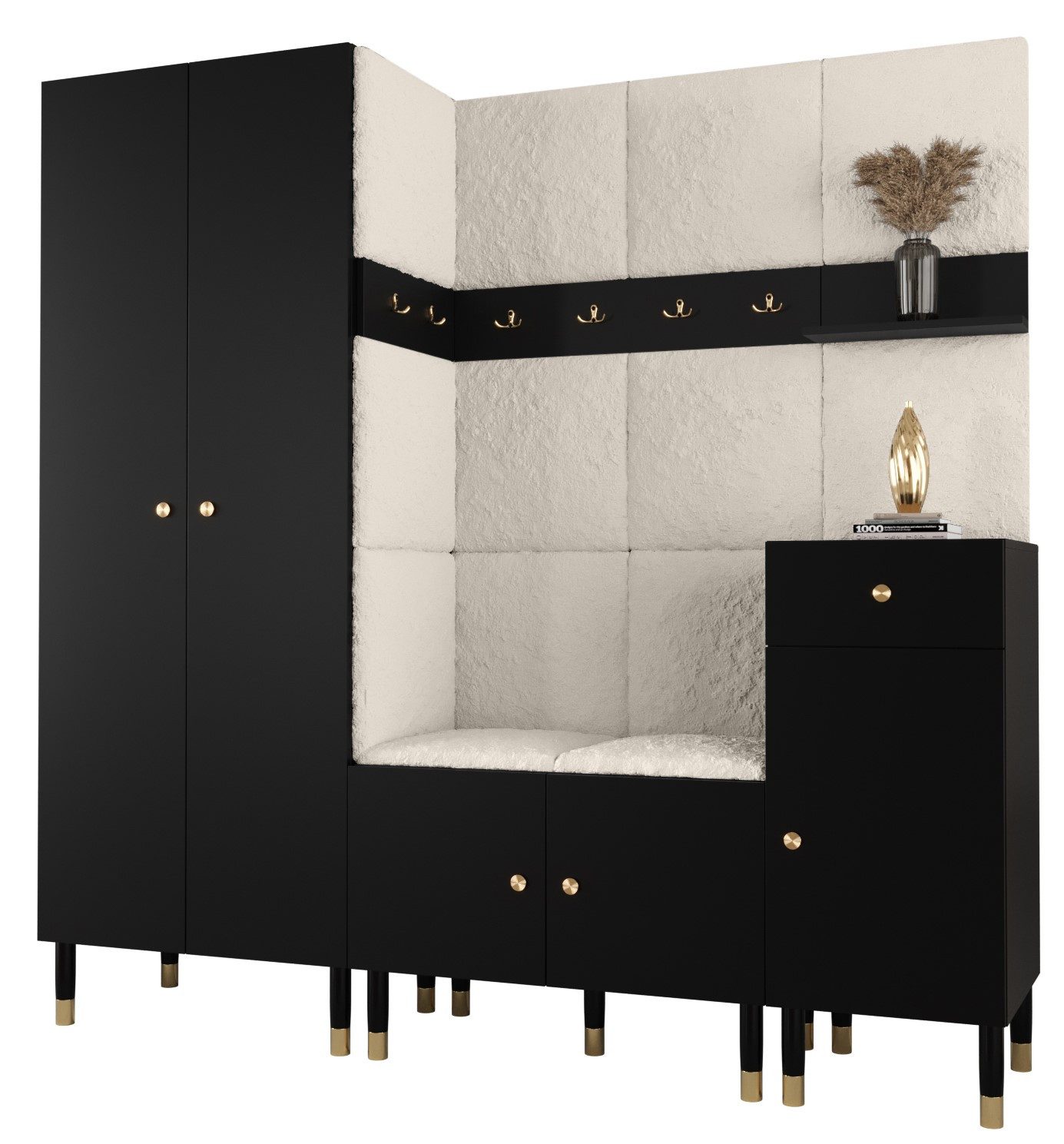 ABIKS MÖBEL Kompaktgarderobe PALERMO Set 1 Garderobe mit gepolsterten Paneelen, Industriell Design