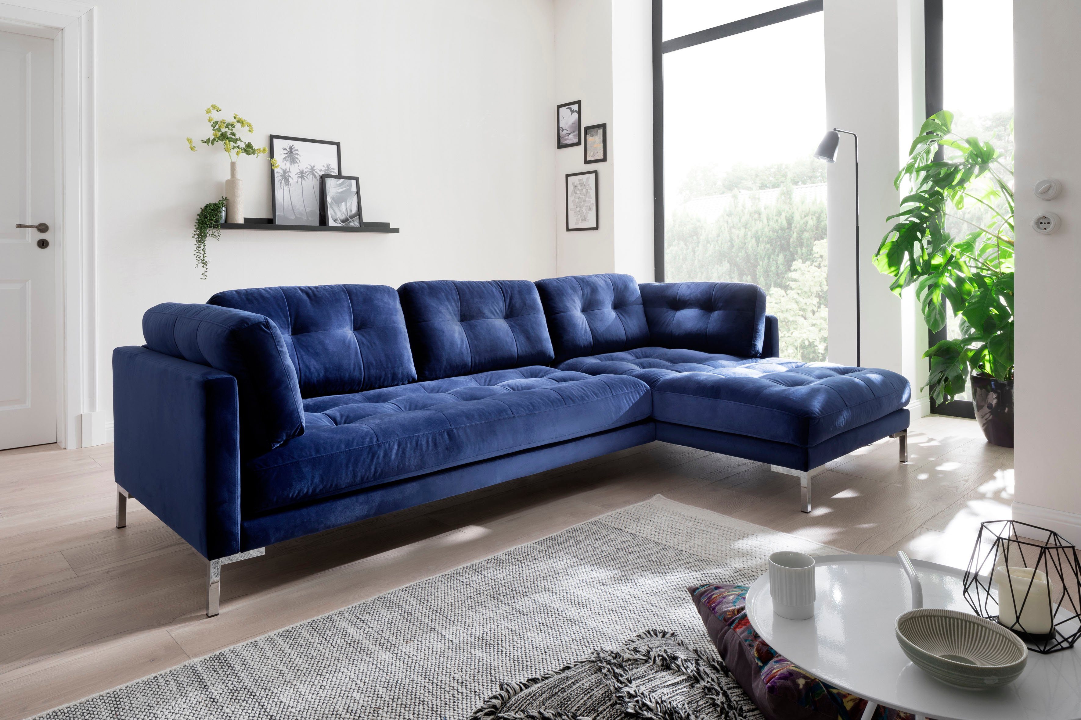 OTTO home Ecksofa Landau L-Form, in Cord-Stoff mit Metallfuß