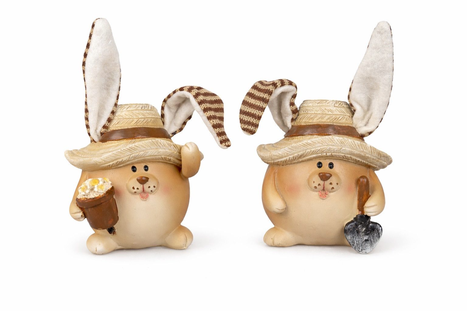 formano Osterhase Osterhase mit Hut 2er Set Osterfigur Kunststein biegsamen Ohren