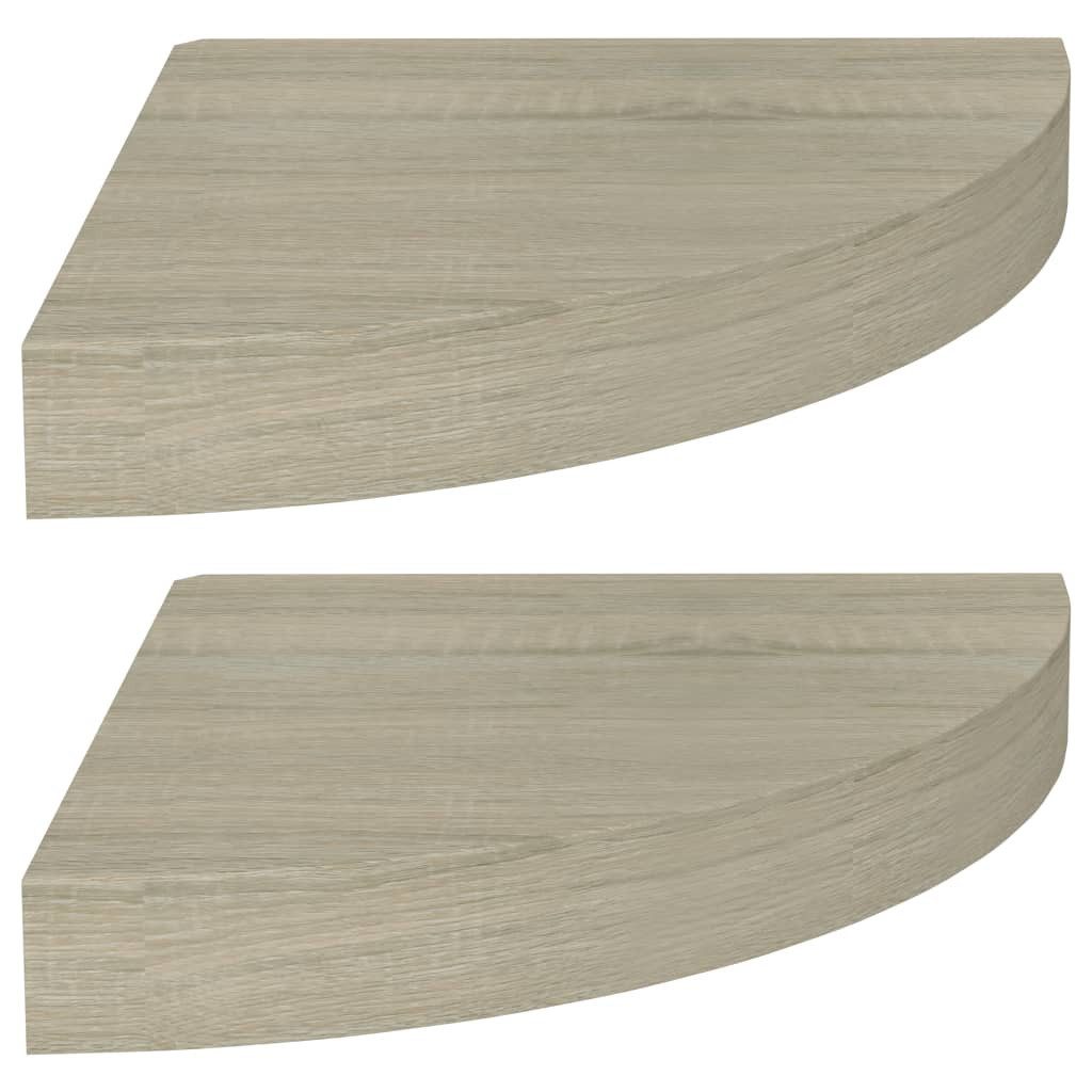vidaXL Eckregal Eckregal Wandregal Ablage Eck-Schweberegal 2 Stk Eichefarben 25x25x3,8