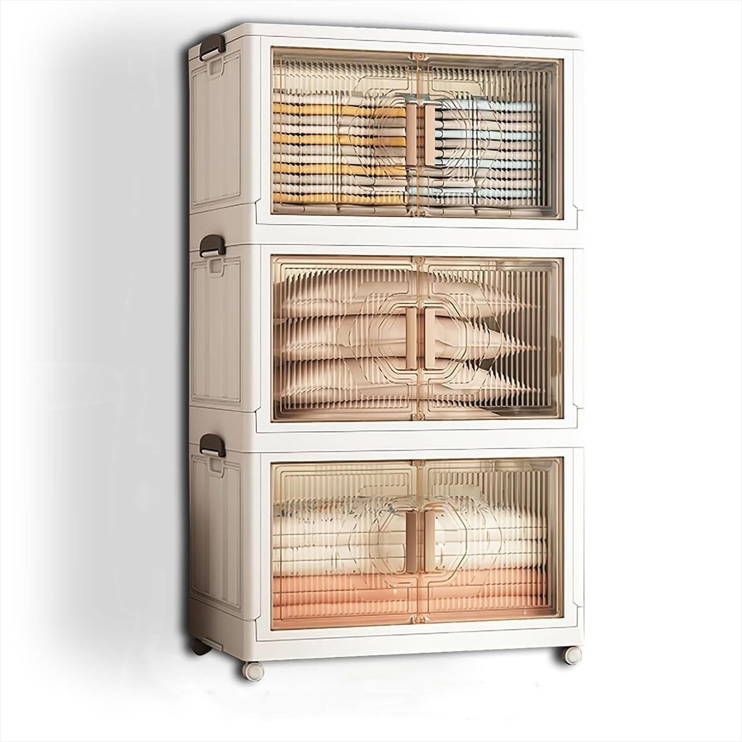 KingLux Aufbewahrungsbox 3 Stück faltbare Aufbewahrungsbox Mit Deckel, [55L x 3] mit Rädern (3 St)