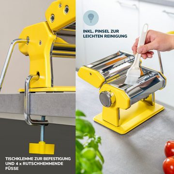 bremermann Nudelmaschine Nudelmaschine gelb/Edelstahl - für Spaghetti, Pasta und Lasagne