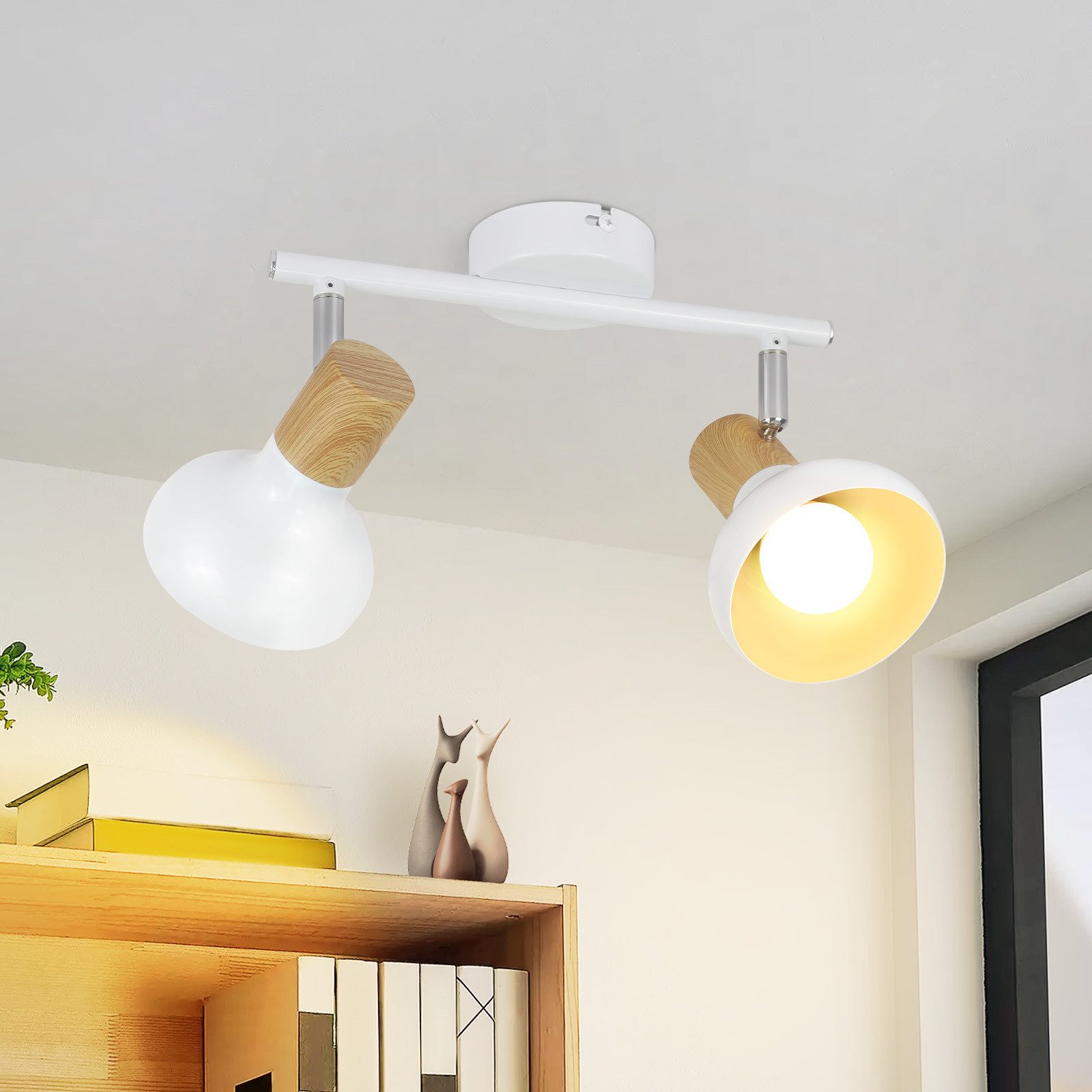 ZMH Deckenstrahler 2 Flammig E14 Vintage Weiß/Schwaz Deckenleuchte für Hote günstig online kaufen