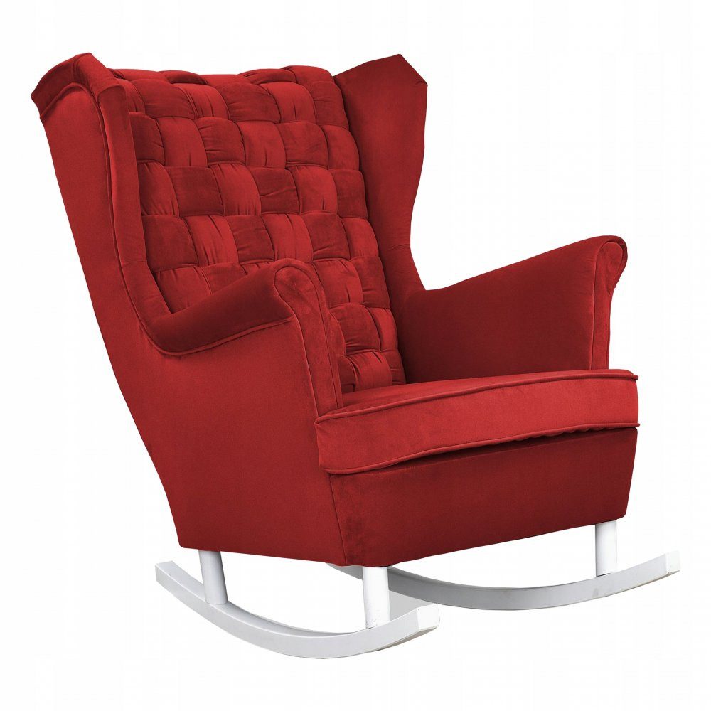 Family Meble Schaukelstuhl Family Meble Carol Schaukelsessel Ohrensessel AMORE 12 Rot 84x104x92 c