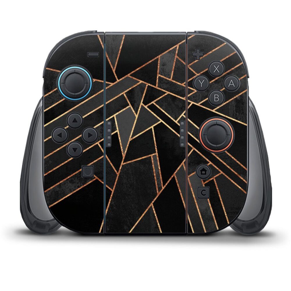 DeinDesign Konsolen-Cover Dreiecke Muster Elisabeth Fredriksson Black Night Gold Print, Nintendo Switch 2 Controller Skin Aufkleber Sticker Folie