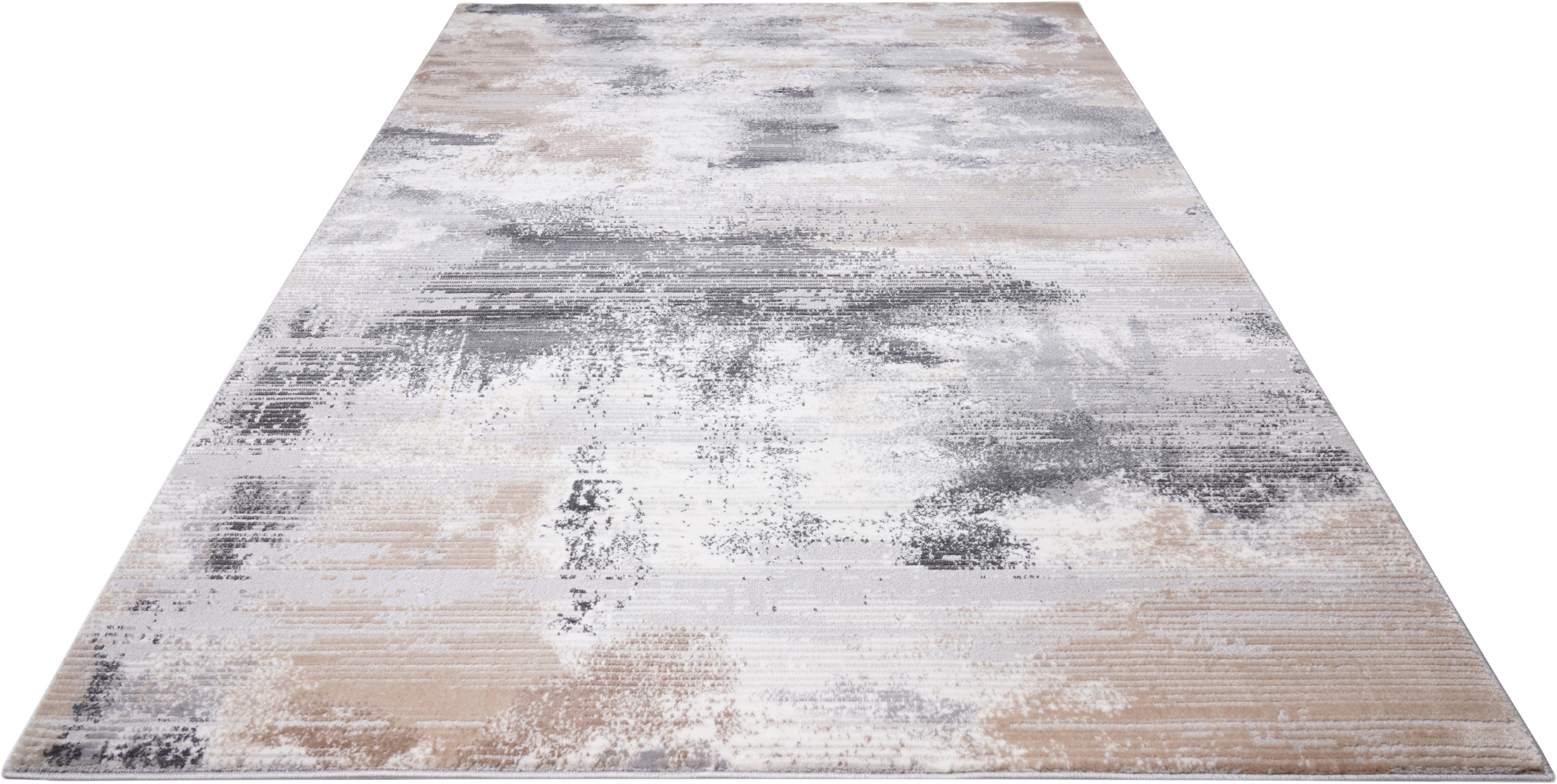 Teppich Oleas, Leonique, rechteckig, Höhe: 24 mm, Vintage-Look, abstraktes Design, weiche Haptik, pflegeleicht grau