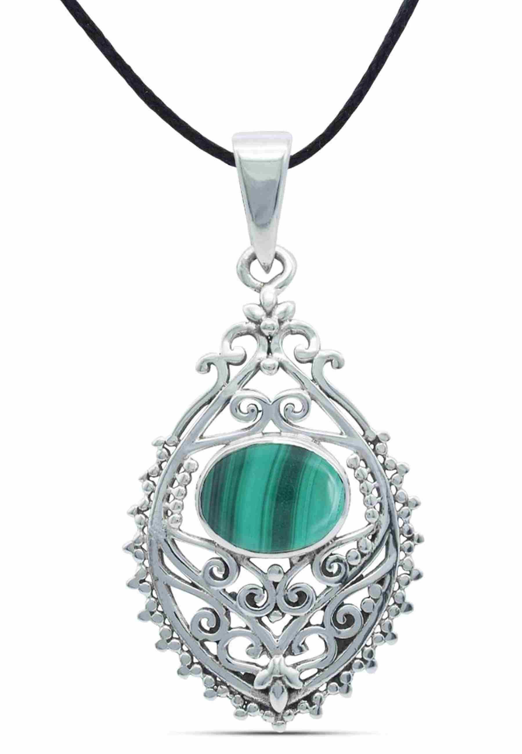 mantraroma Kettenanhänger PRETAN aus 925 Silber mit Malachit (Kettenanhänge günstig online kaufen