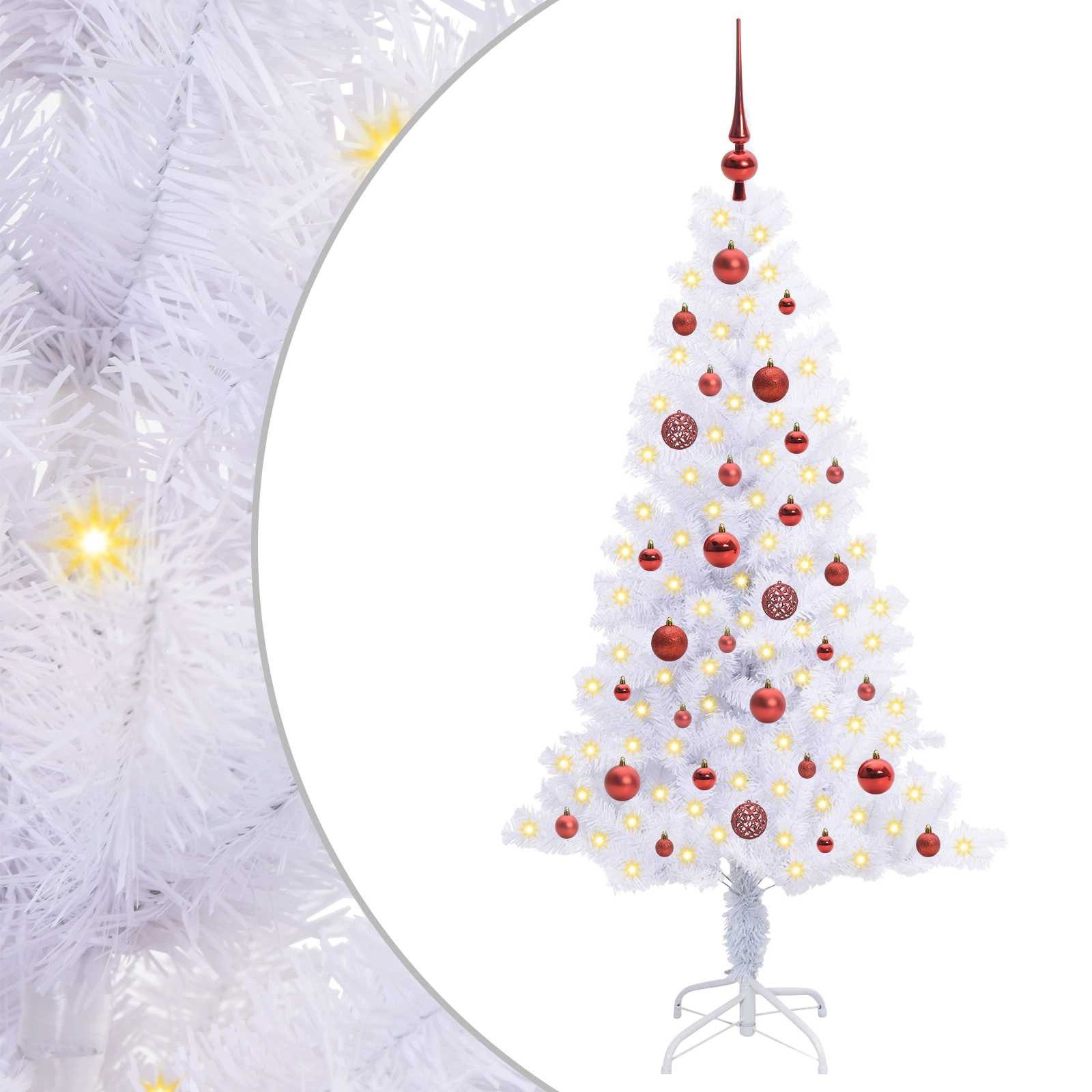 vidaXL Künstlicher Weihnachtsbaum Künstlicher Weihnachtsbaum Weiß 150 cm PVC und Stahl