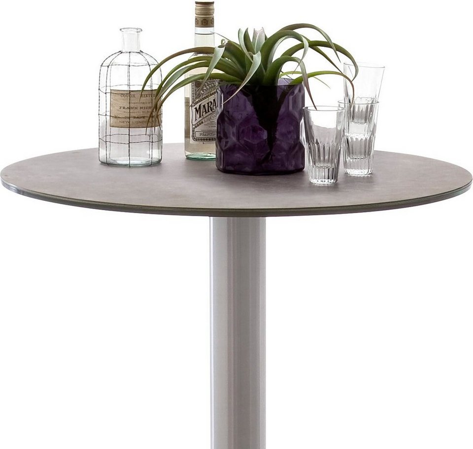 MCA furniture Bartisch Zarina, Bartisch mit Glaskeramik Tischplatte mit Edelstahl  Gestell
