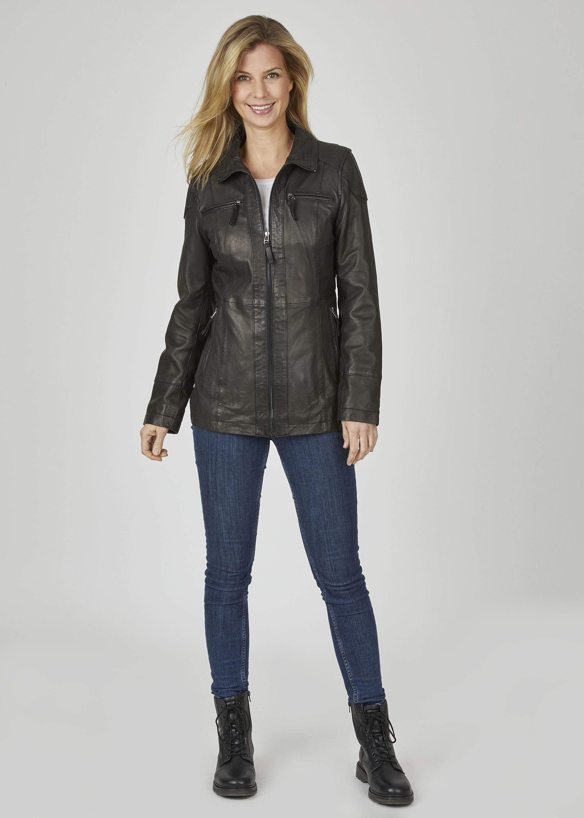 7eleven Lederjacke SEOLIVIA (1-St) mit Ziersteppungen