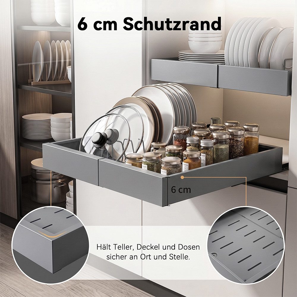 VIVREAL Küchenorganizer-Set Teleskopschublade küche, Besteckkasten für schubladen, ohne Bohren, (1-tlg), Flexibel 32–52 cm, bis 15 kg belastbar, für Küche Speis – Bild 5 von 5