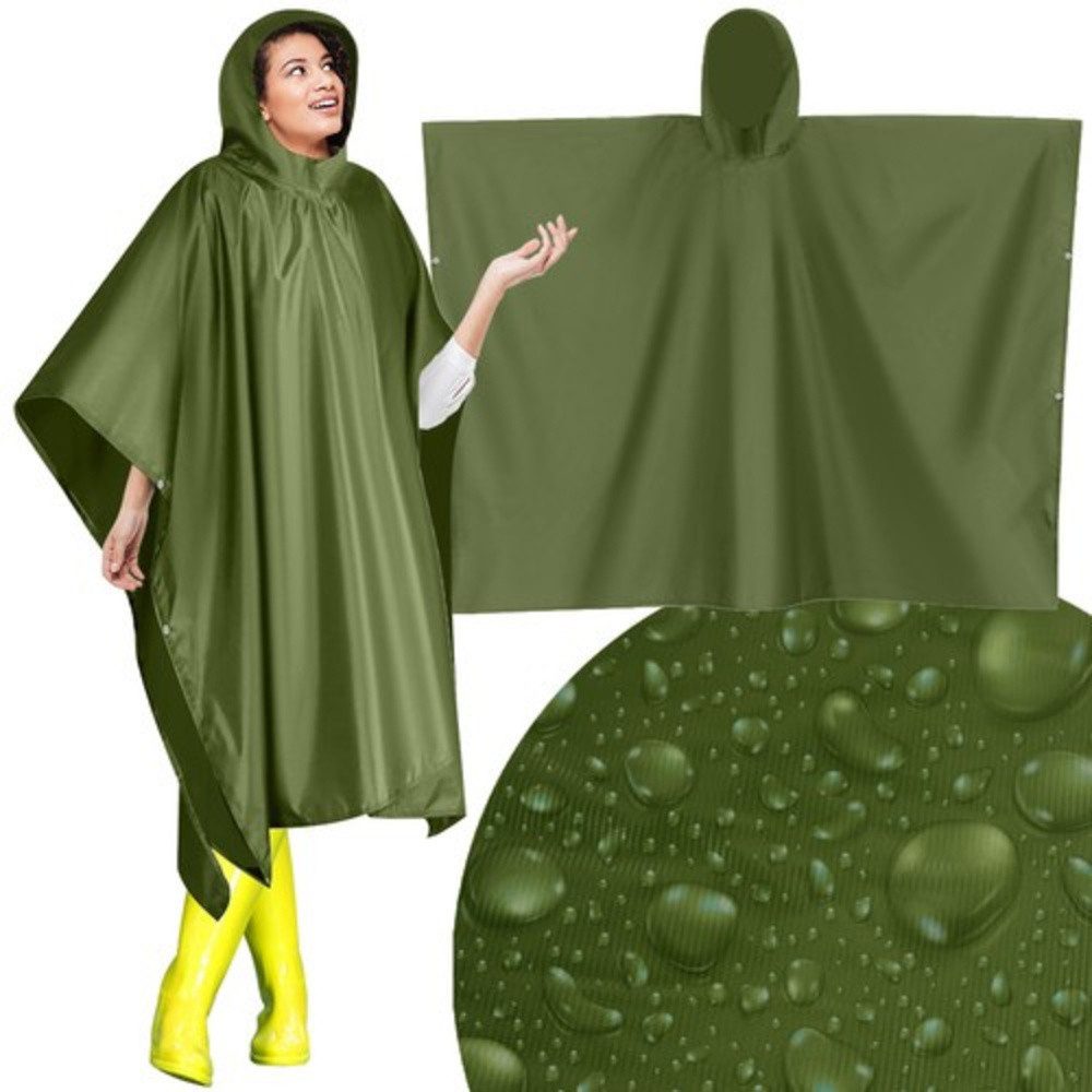 Trizand Regenponcho Regenjacke Überzieher (Spar-Set, 1-St., praktisch universal) mit Kapuze, vier haltbaren Harzknöpfen ausgestattet
