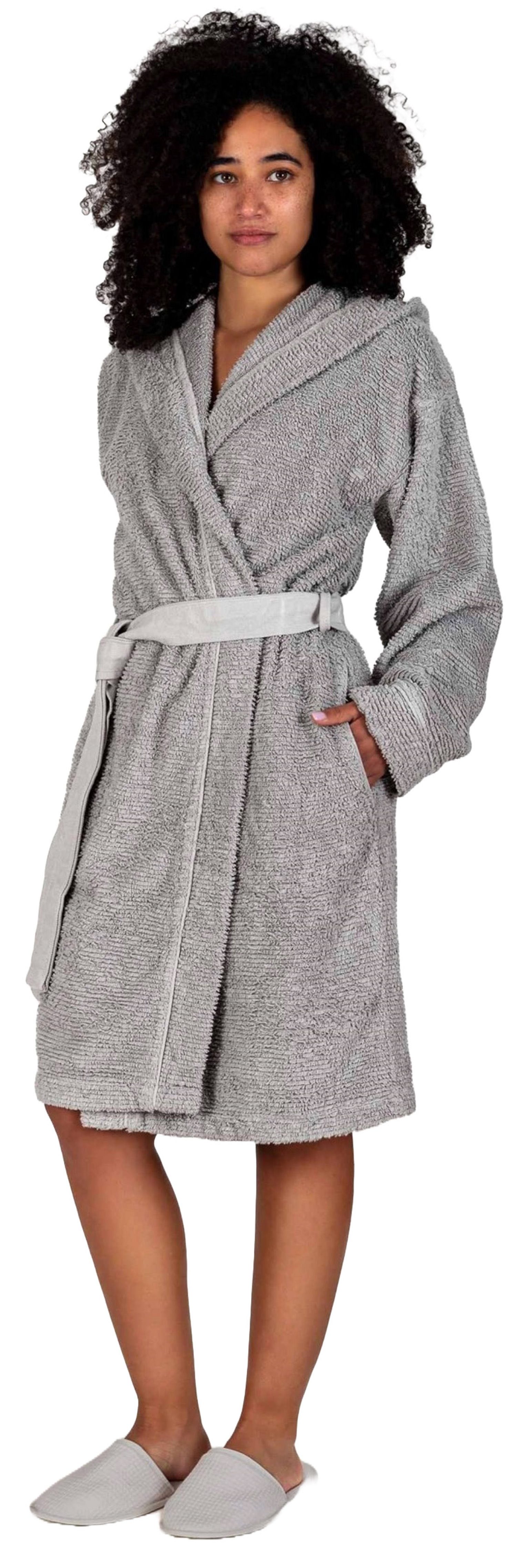 Sorema Damenbademantel, Baumwolle, Kapuze, Gürtel, mit Kapuze