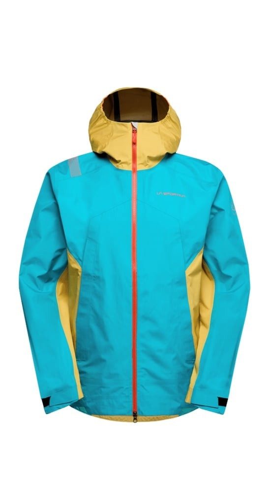 Softshelljacke Discover Shell (winddicht, wasserdicht) tropicblau/gelb Herren