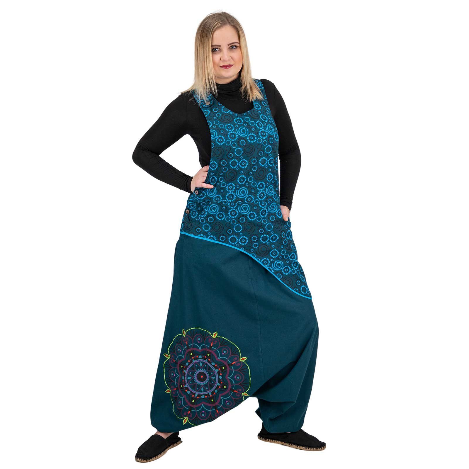 KUNST UND MAGIE Haremshose Latzhose Haremshose Jumpsuit 70er Overall Hippie Boho Ibiza Style