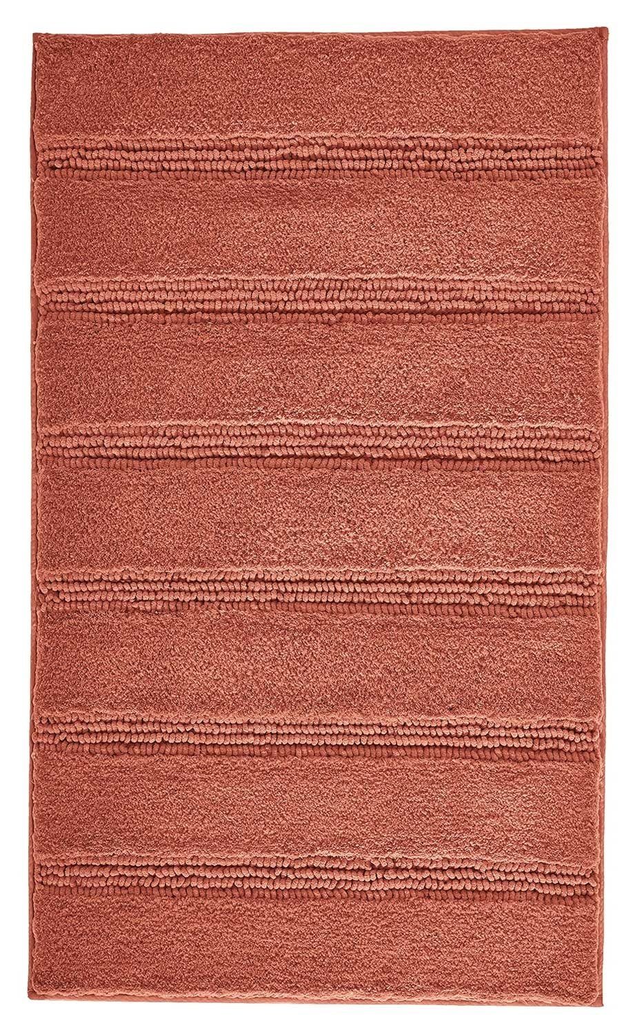 Badematte MONROVIA, Terracotta, 100 x 60 cm, Muster, Höhe 23 mm, rutschhemmend beschichtet, fußbodenheizungsgeeignet, Polyester, rechteckig, waschbar