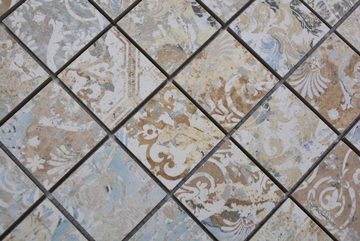 Mosani Mosaikfliesen Natursteinzeug Mosaik leicht mehrfarbig matt / 10 Mosaikmatten