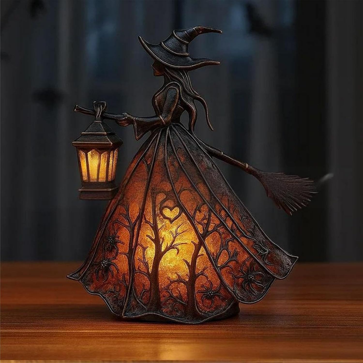 FELIXLEO Außen-Stehlampe Halloween Hexenlampe, gotische Hexenhut Nachtlampe, warmes Licht, Deko – Bild 2 von 5