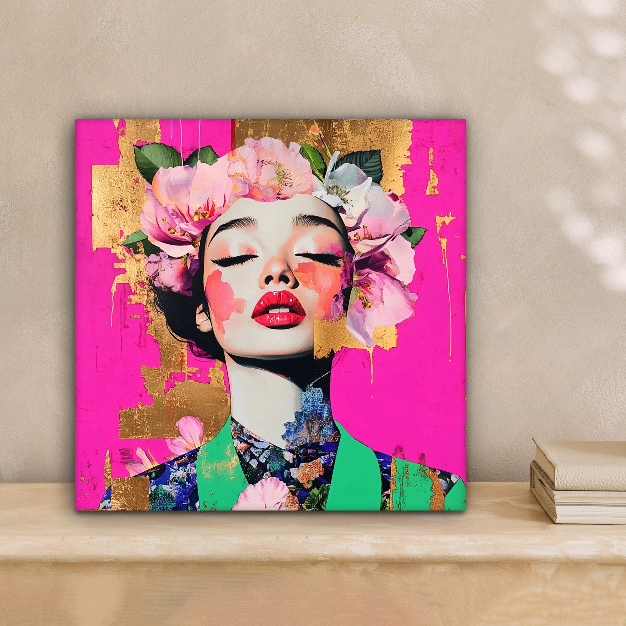 OneMillionCanvasses® Leinwandbild Blumenkrone - Gold - günstig online kaufen