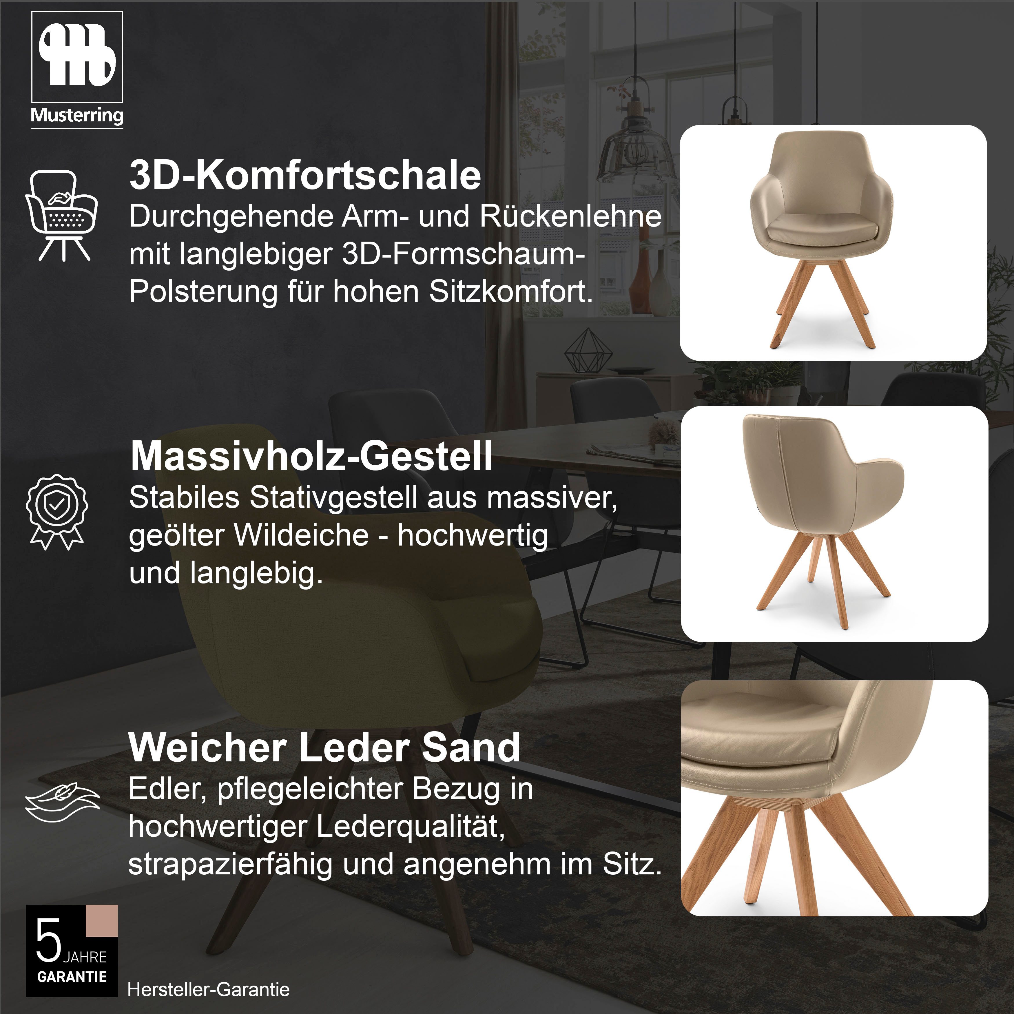 Musterring Esszimmerstuhl Tavia (Set, 2 St), Stativgestell Wildeiche massiv, Drehfunktion optional, diverse Farben