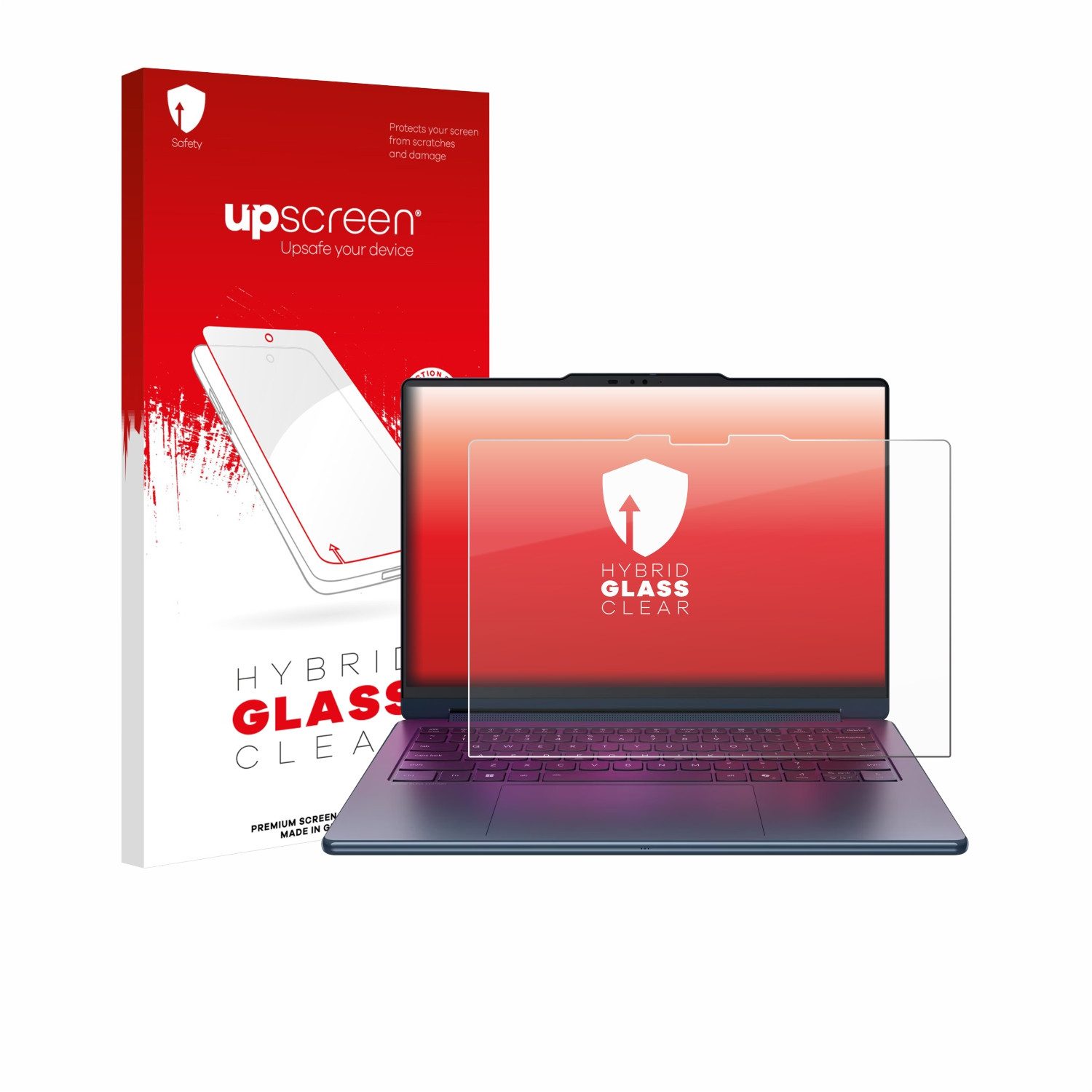 upscreen Displayschutzglas Folie für Lenovo Yoga 9i 2-in-1 Gen 11 Aura Edition 14", Schutzfolie Glas Panzer Display Schutz klar