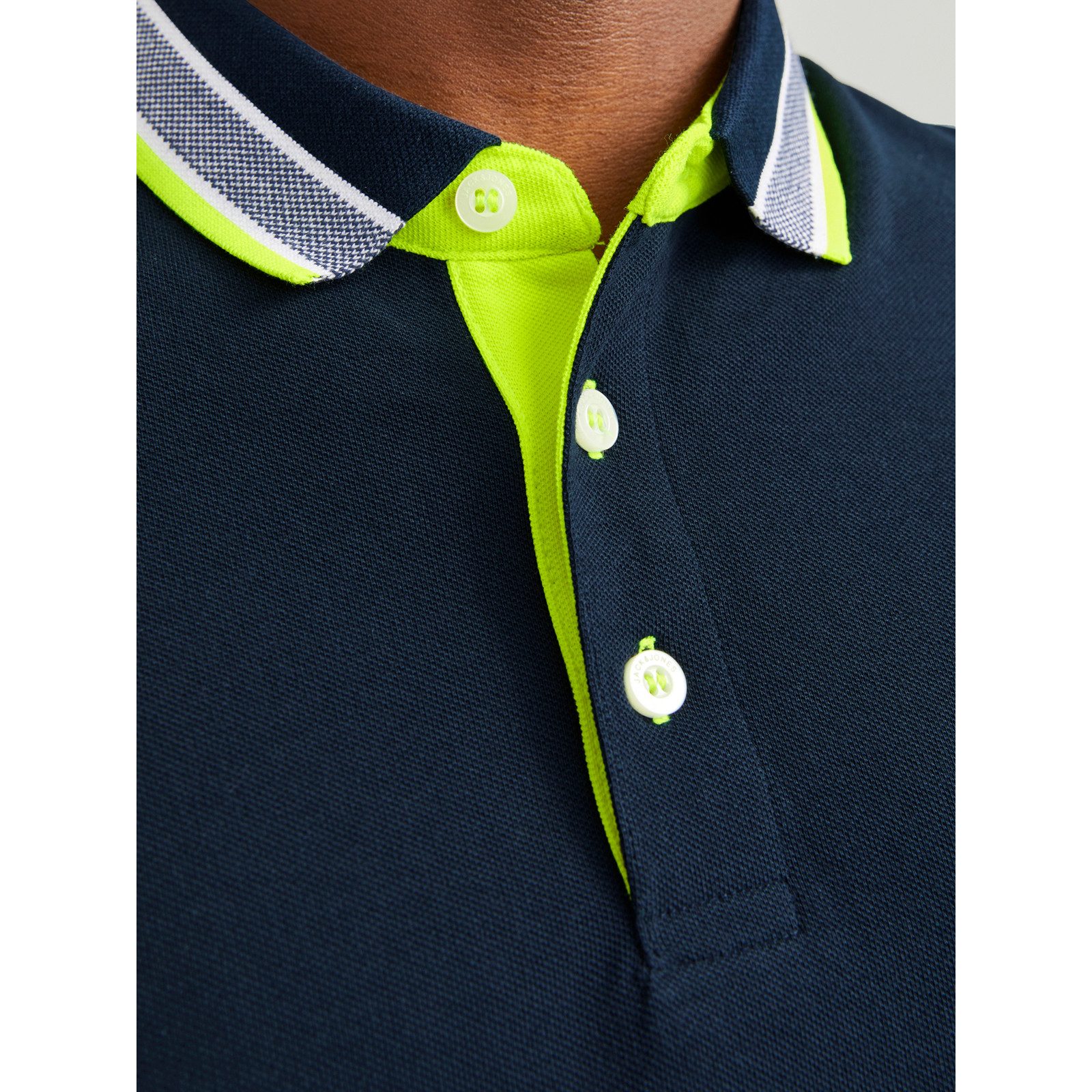 Jack & Jones Poloshirt Jack&Jones Polo XXL navy Neon-Details JJEPAULOS