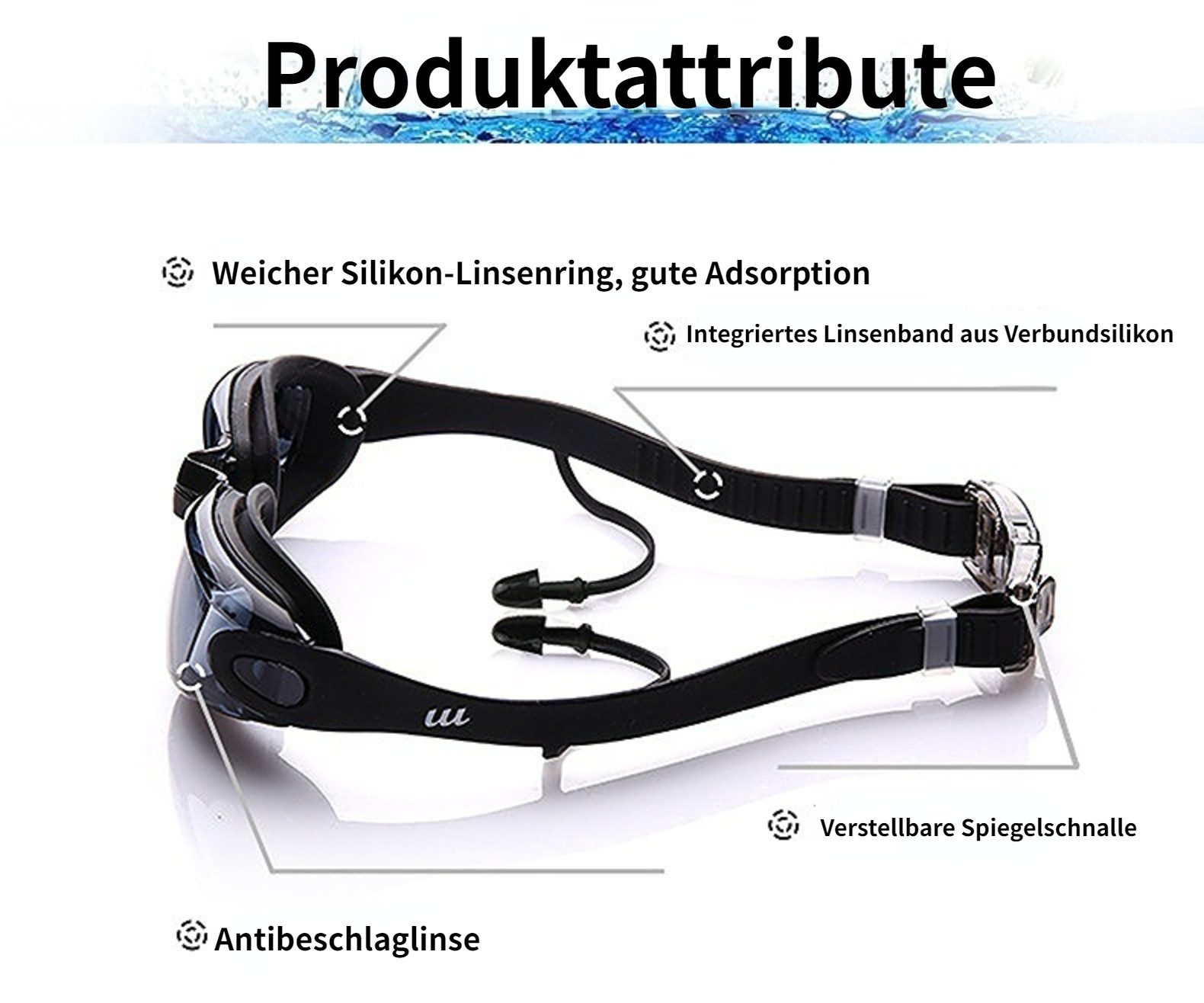 Blusmart Schwimmbrille Schwimmbrille mit kleinem Rahmen, (HD wasserdicht und beschlagfrei, Mit exklusiver Aufbewahrungsbox), Unisex