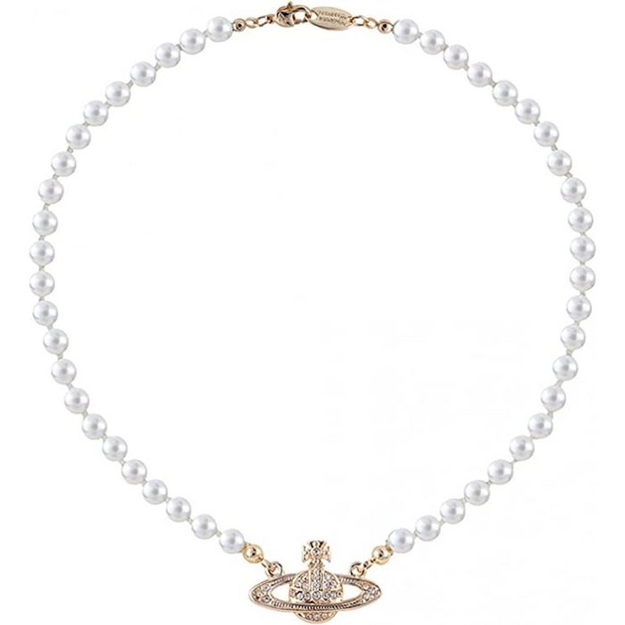 longziming Kette mit Anhänger Saturn-Perlenkette für Damen Perlen-Planet-Halskette (Gold) (1-tlg)