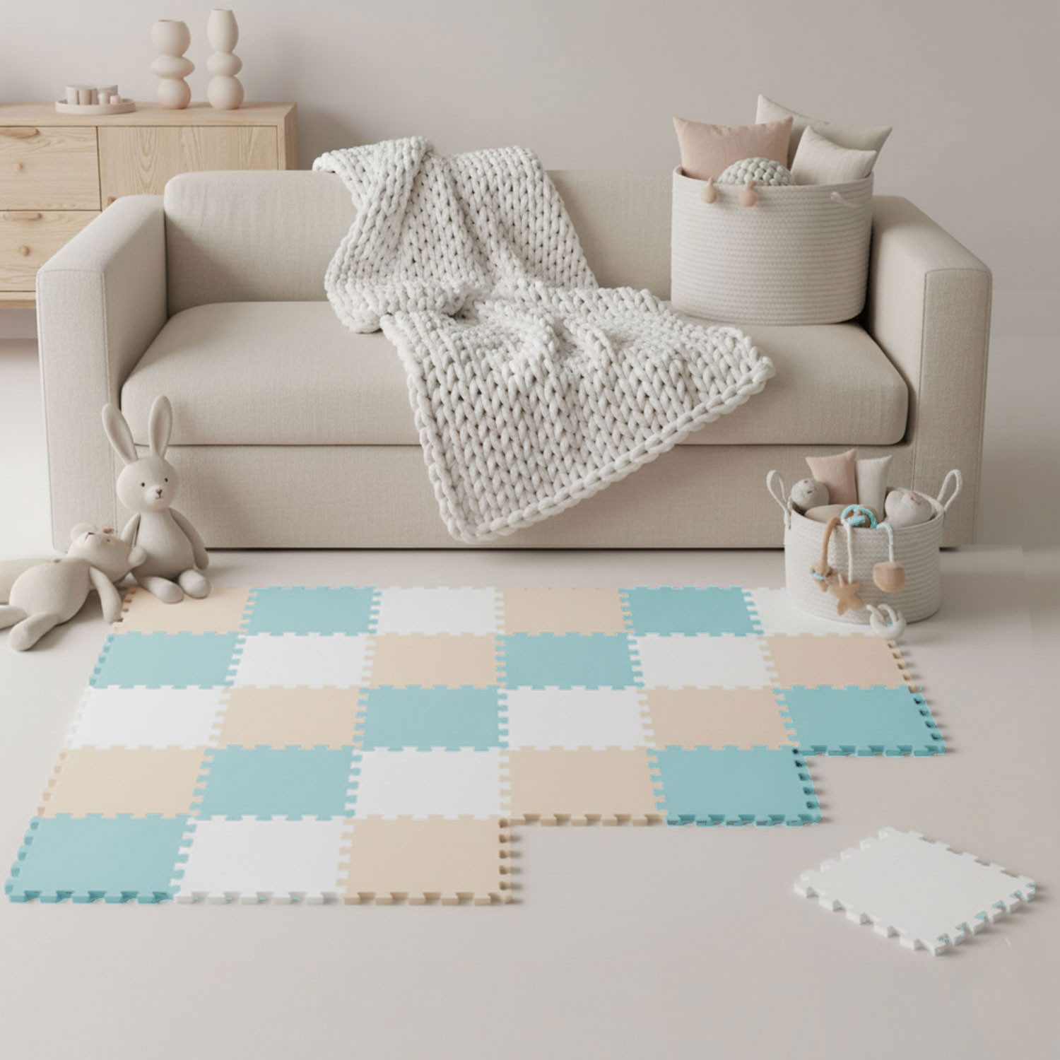 LittleTom Puzzlematte ab dem 1. Tag - 27 Teile Baby Spielmatte - 30 x 30 Kinder Krabbelmatte, (27-tlg), Spielunterlage für Babys und Kleinkinder - Kinderzimmer Puzzleteppich