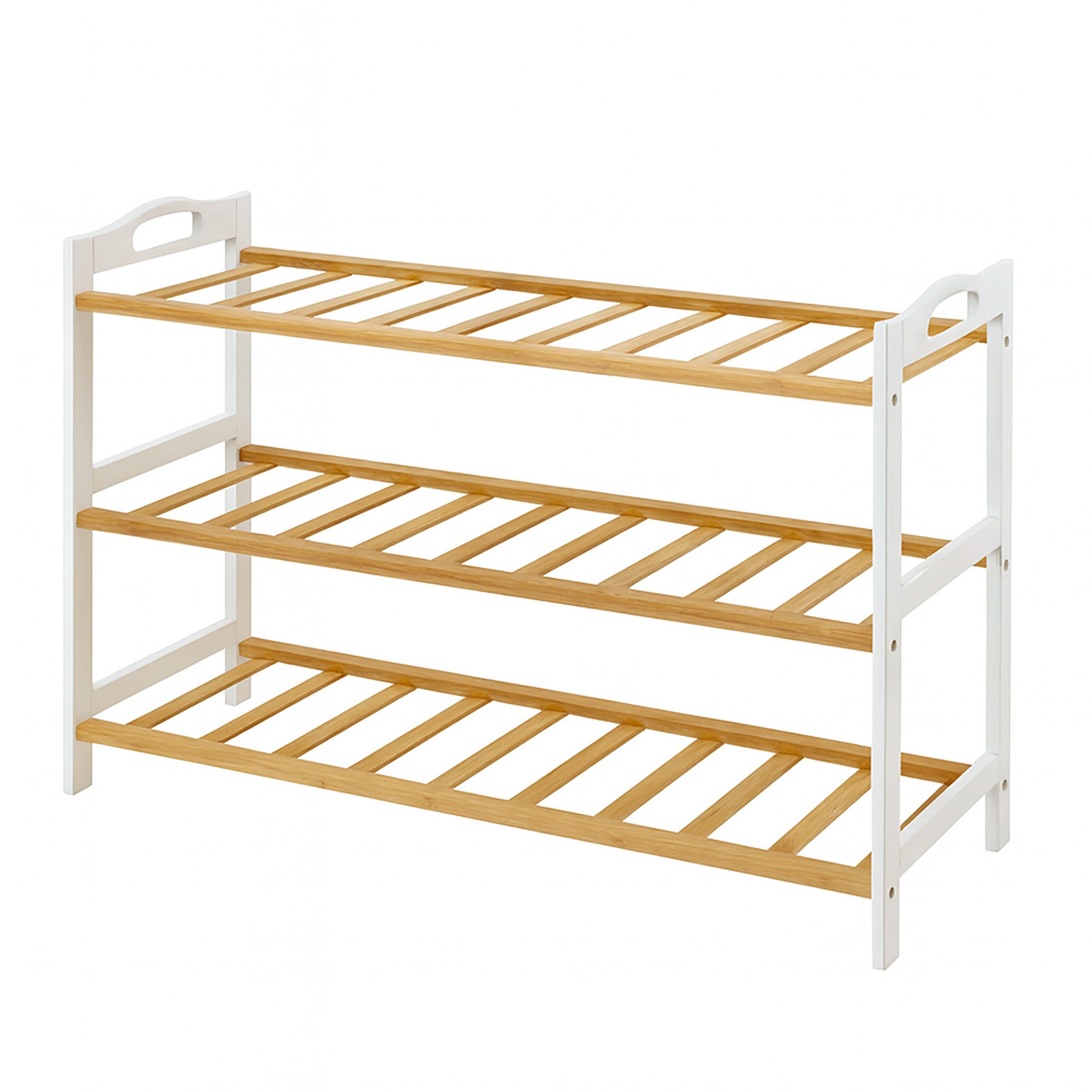 relaxdays Schuhregal aus Bambus, Weiss-braun günstig online kaufen