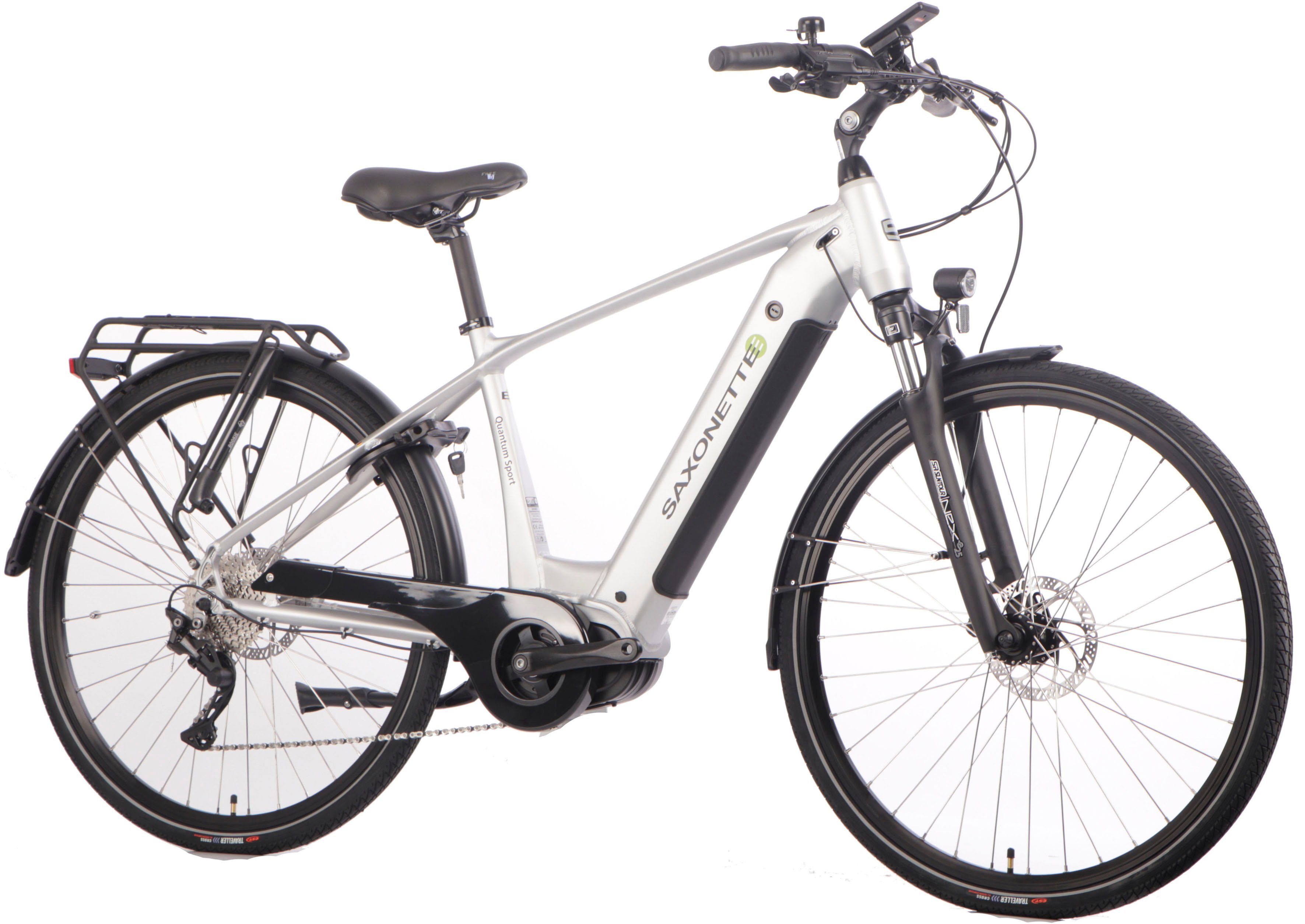 SAXONETTE E-Bike Trekkingrad Quantum Sport Diamand, 10 Gang Shimano, Kettenschaltung, Mittelmotor, 540 Wh, Pedelec, Elektrofahrrad für Damen u. Herren