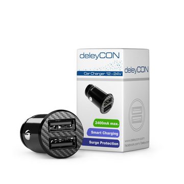 deleyCON deleyCON 2,4A USB Ladegerät Zigarettenanzünder Schnellladung 2-Port Stromadapter