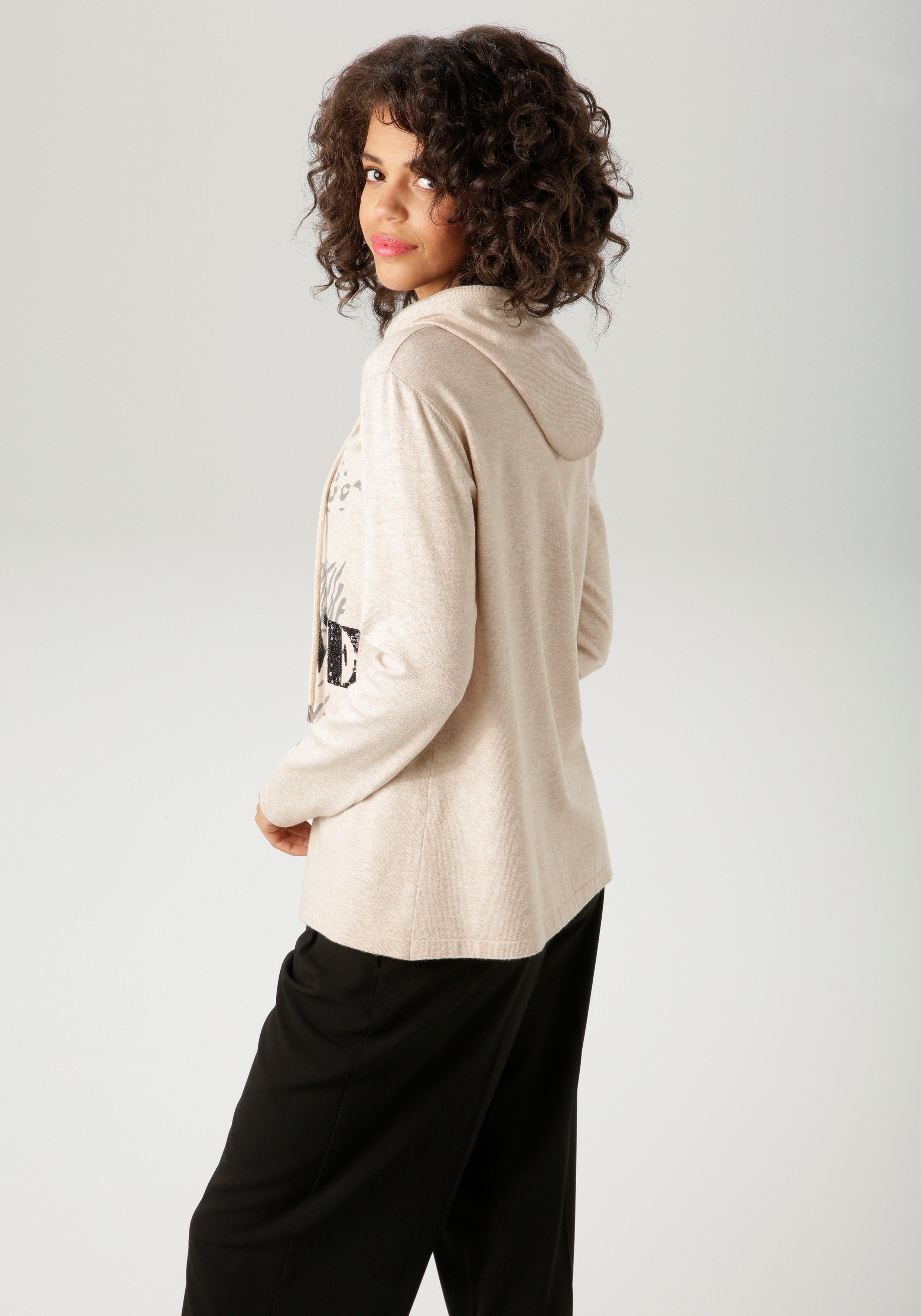 Aniston CASUAL Strickpullover mit Pailletten-Schriftzug verziertem günstig online kaufen