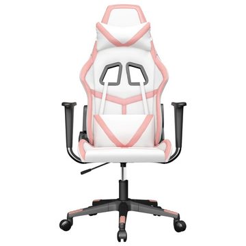 vidaXL Bürostuhl Gaming-Stuhl mit Massagefunktion Weiß und Rosa Kunstleder