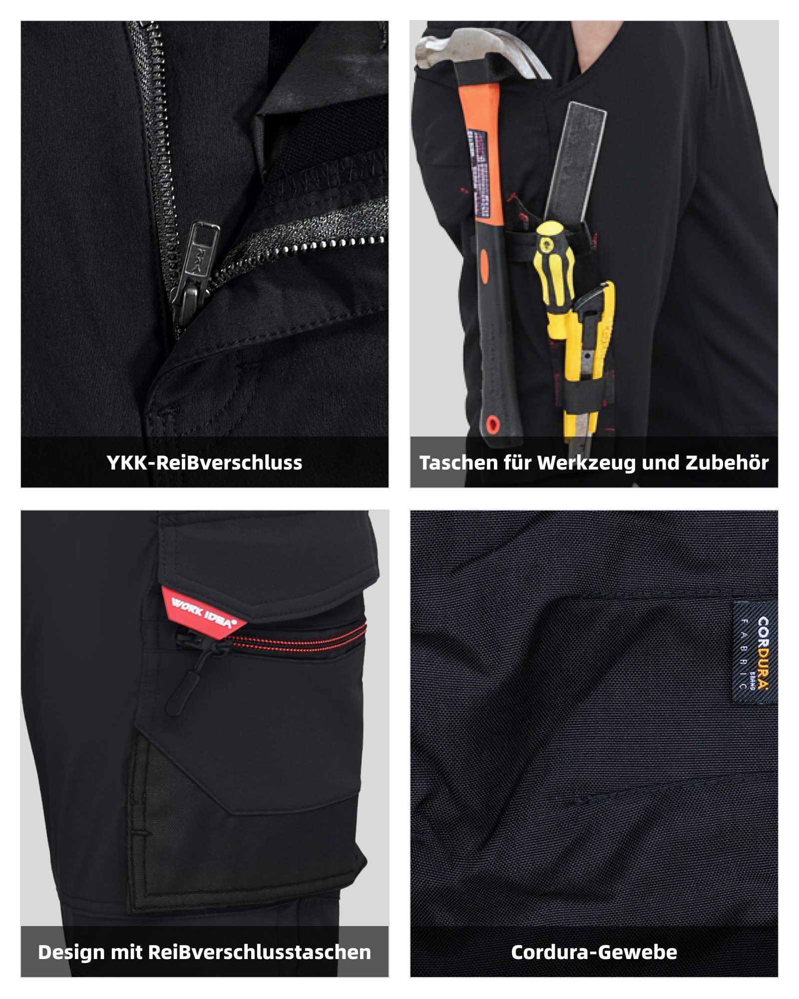 Arbeitshose Damen Slim-Fit Stretch Arbeitshose, belastete Bereiche aus Cordura