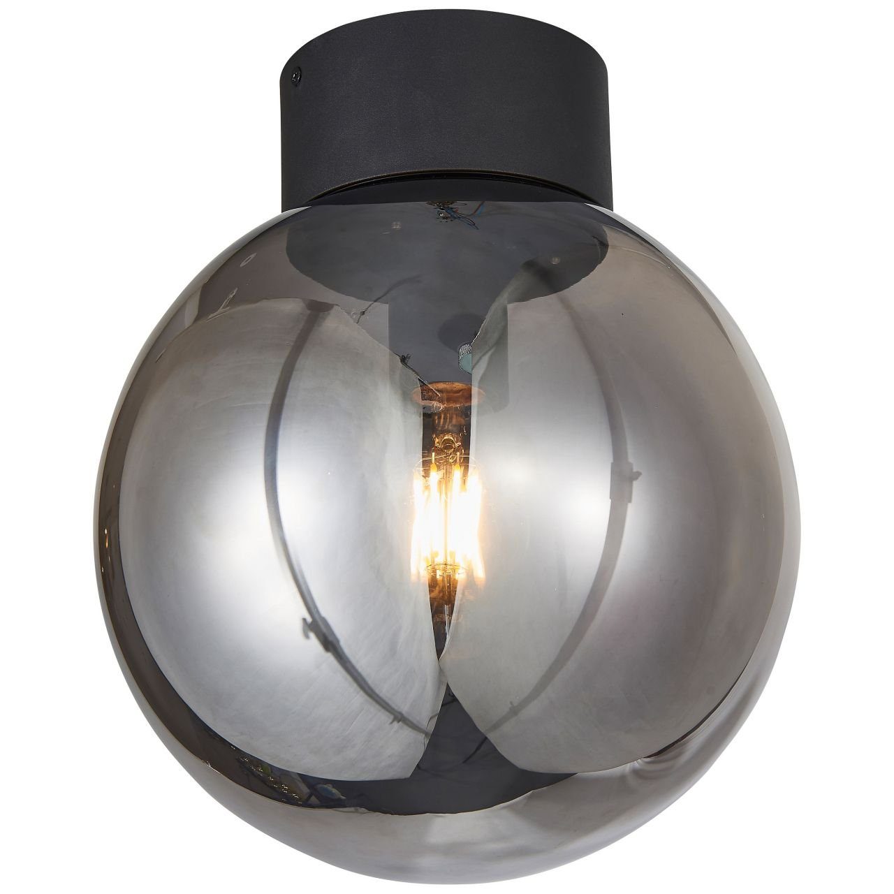 Brilliant Deckenleuchte Astro, Lampe Astro Deckenleuchte 25cm schwarz/rauchglas 1x A60, E27, 60W, g | Deckenlampen