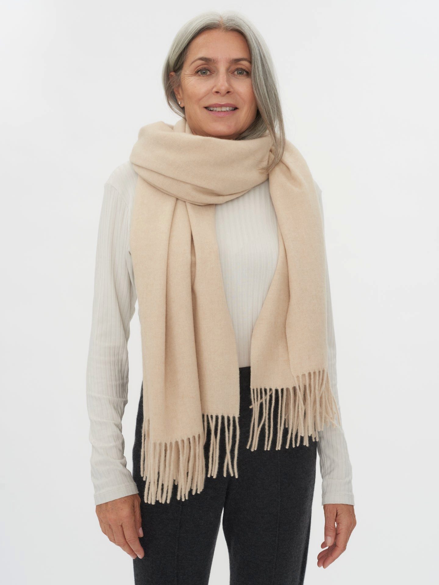 GOBI Cashmere Strickschal Naturfarbe Übergroßer gewebter Kaschmirschal